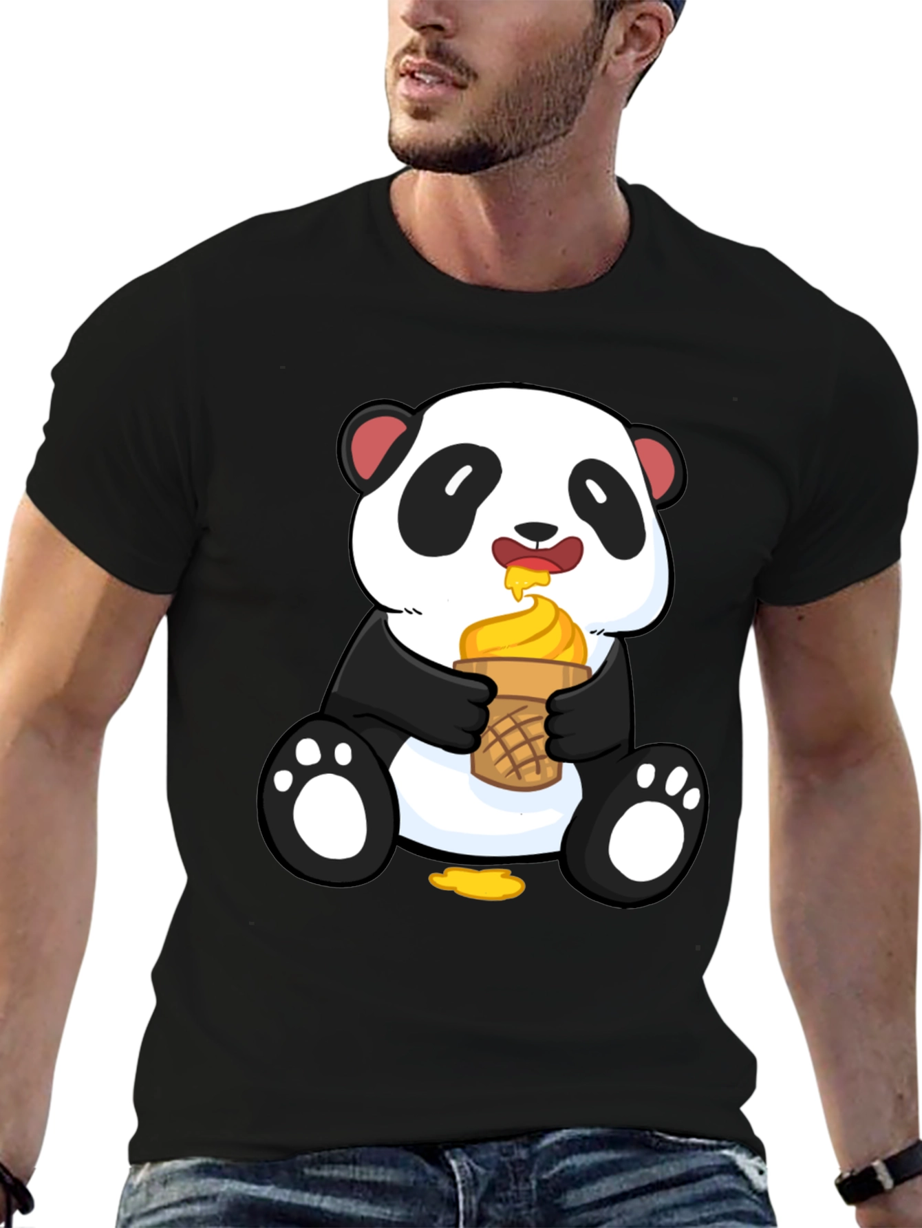 Panda Eating Ice Cream Graphic Tee