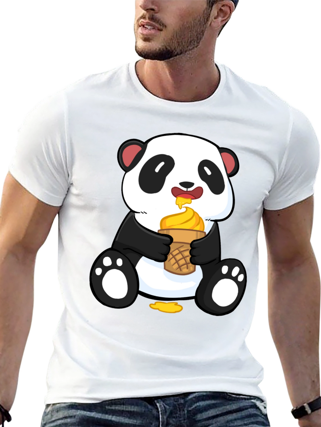 Panda Eating Ice Cream Graphic Tee