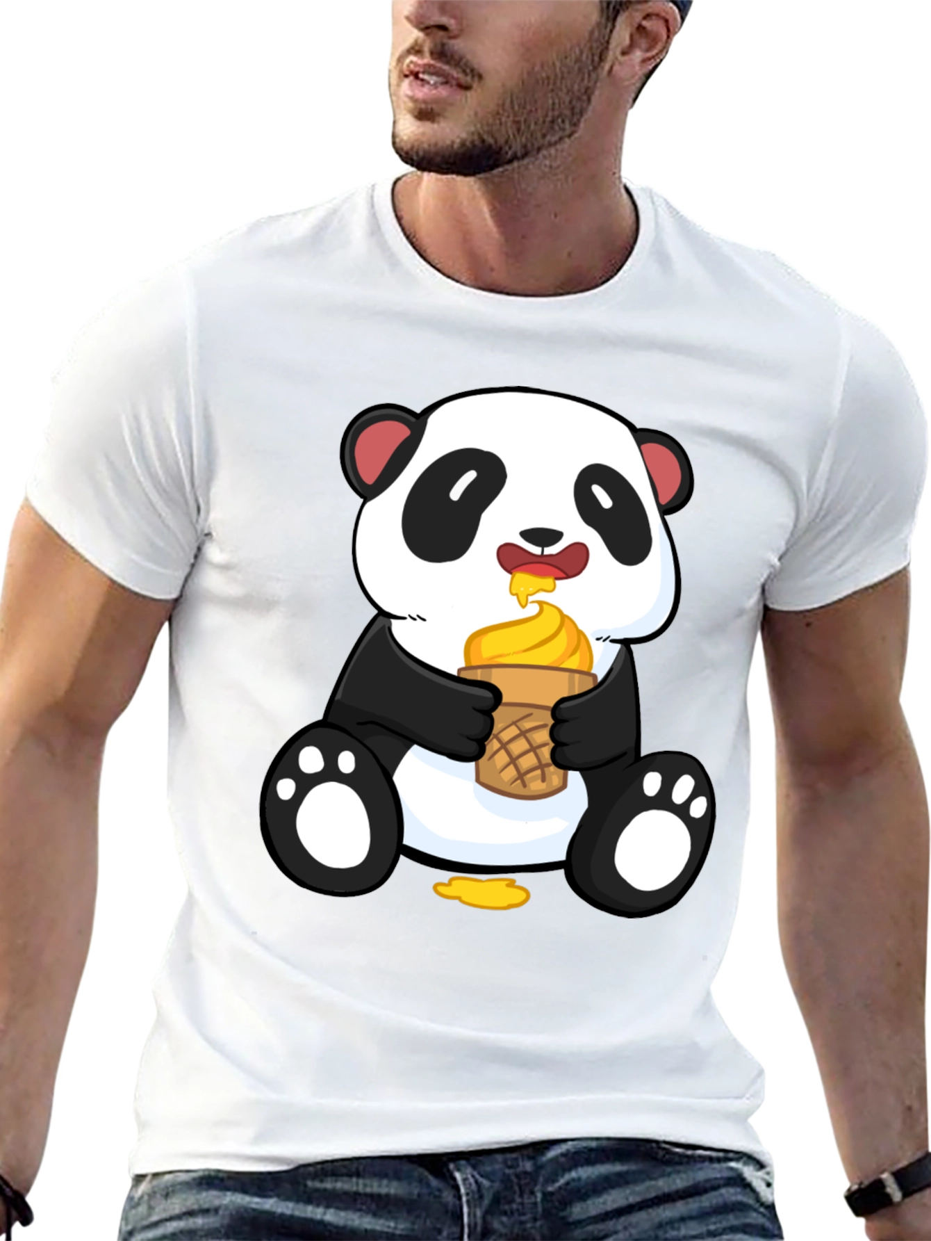 Panda Eating Ice Cream Graphic Tee