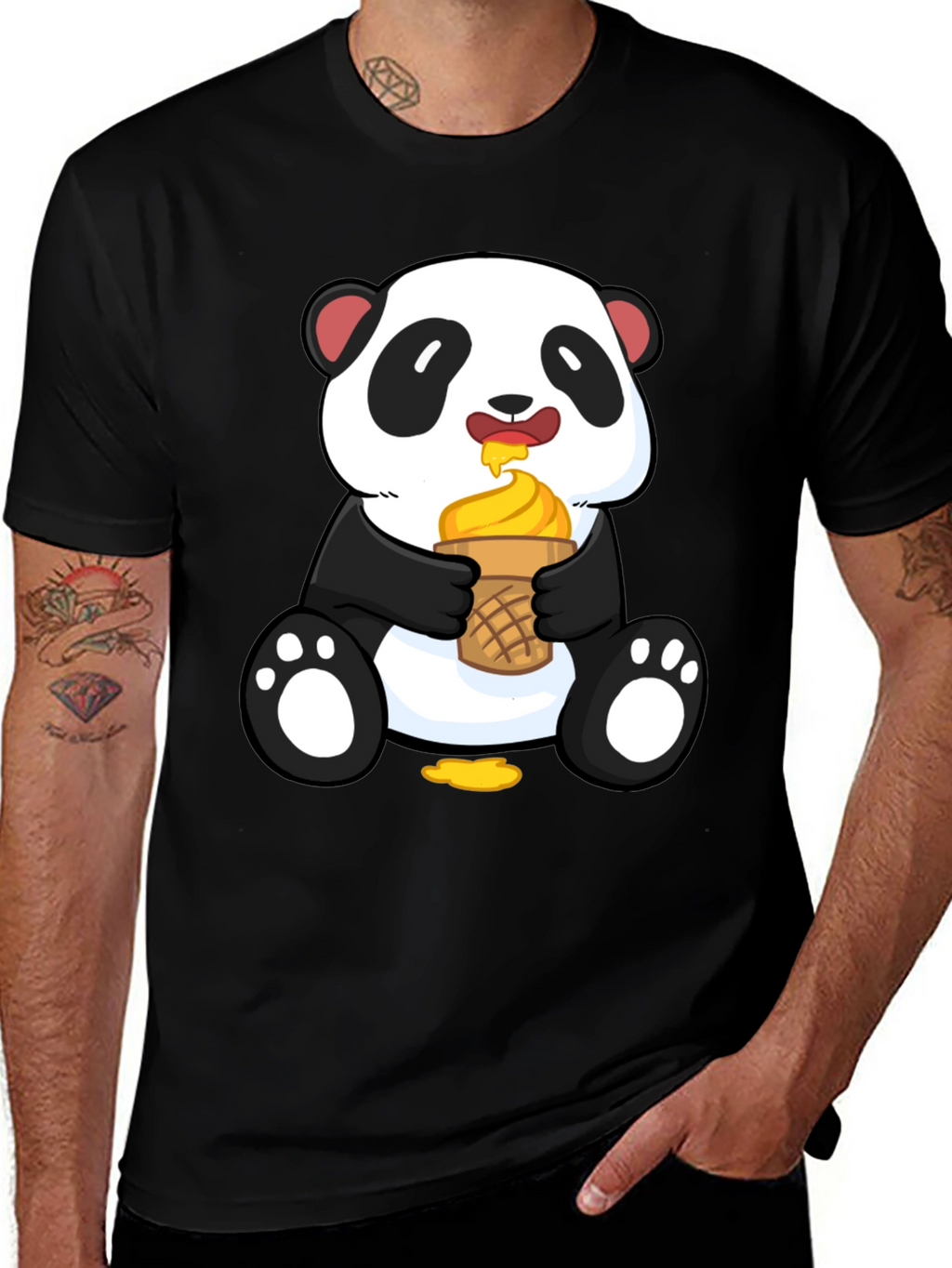 Panda Eating Ice Cream Graphic Tee