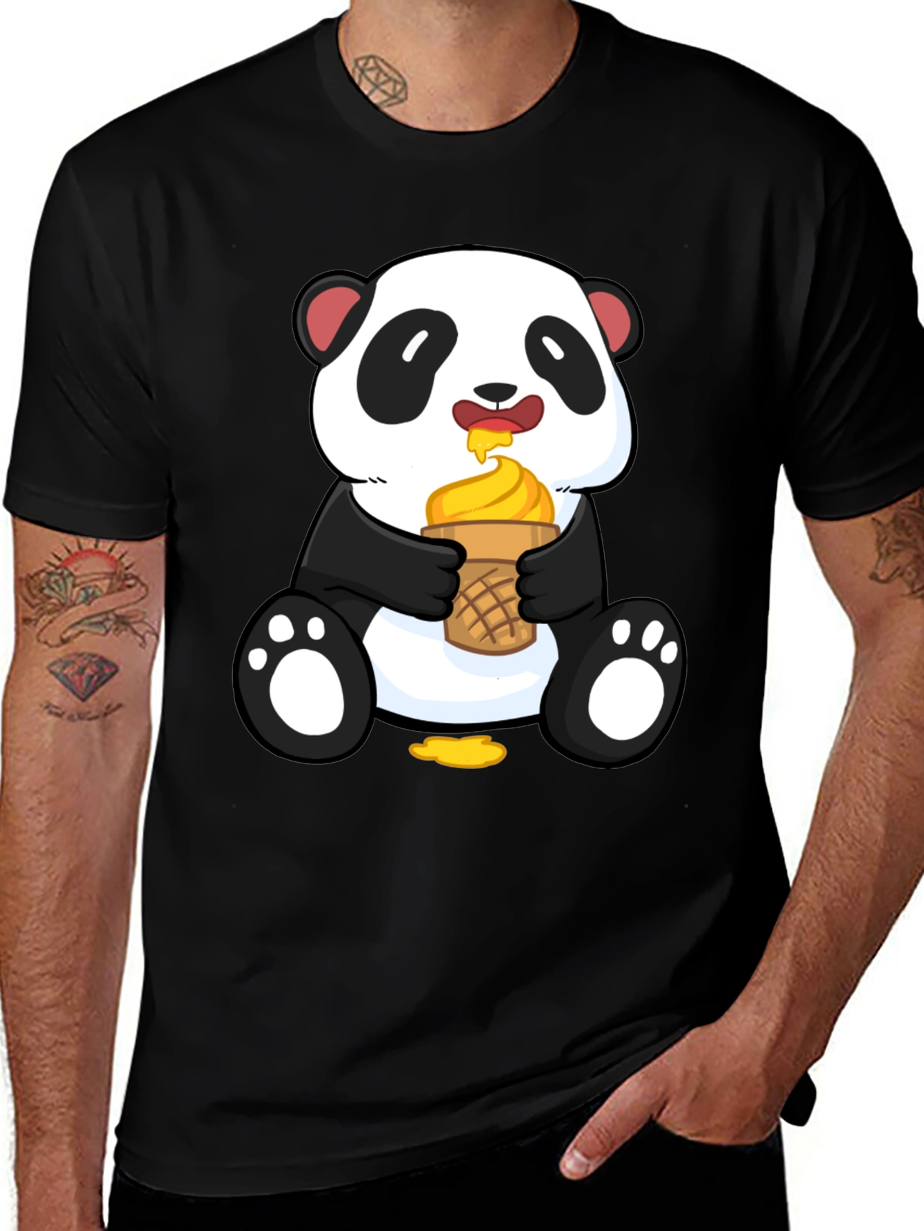 Panda Eating Ice Cream Graphic Tee