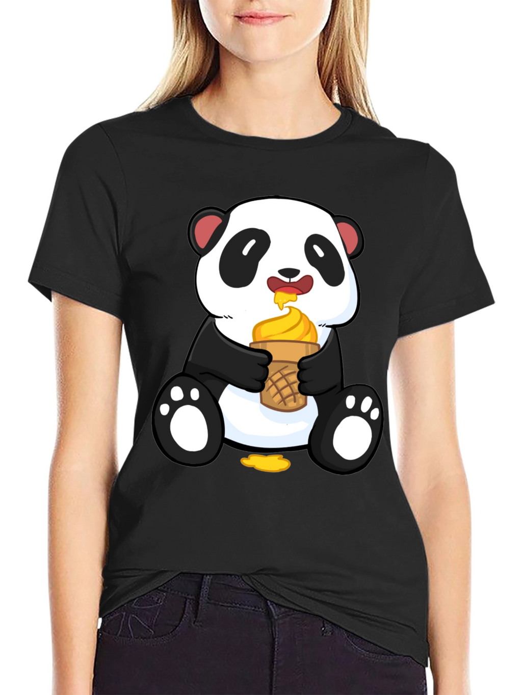 Panda Eating Ice Cream Graphic Tee
