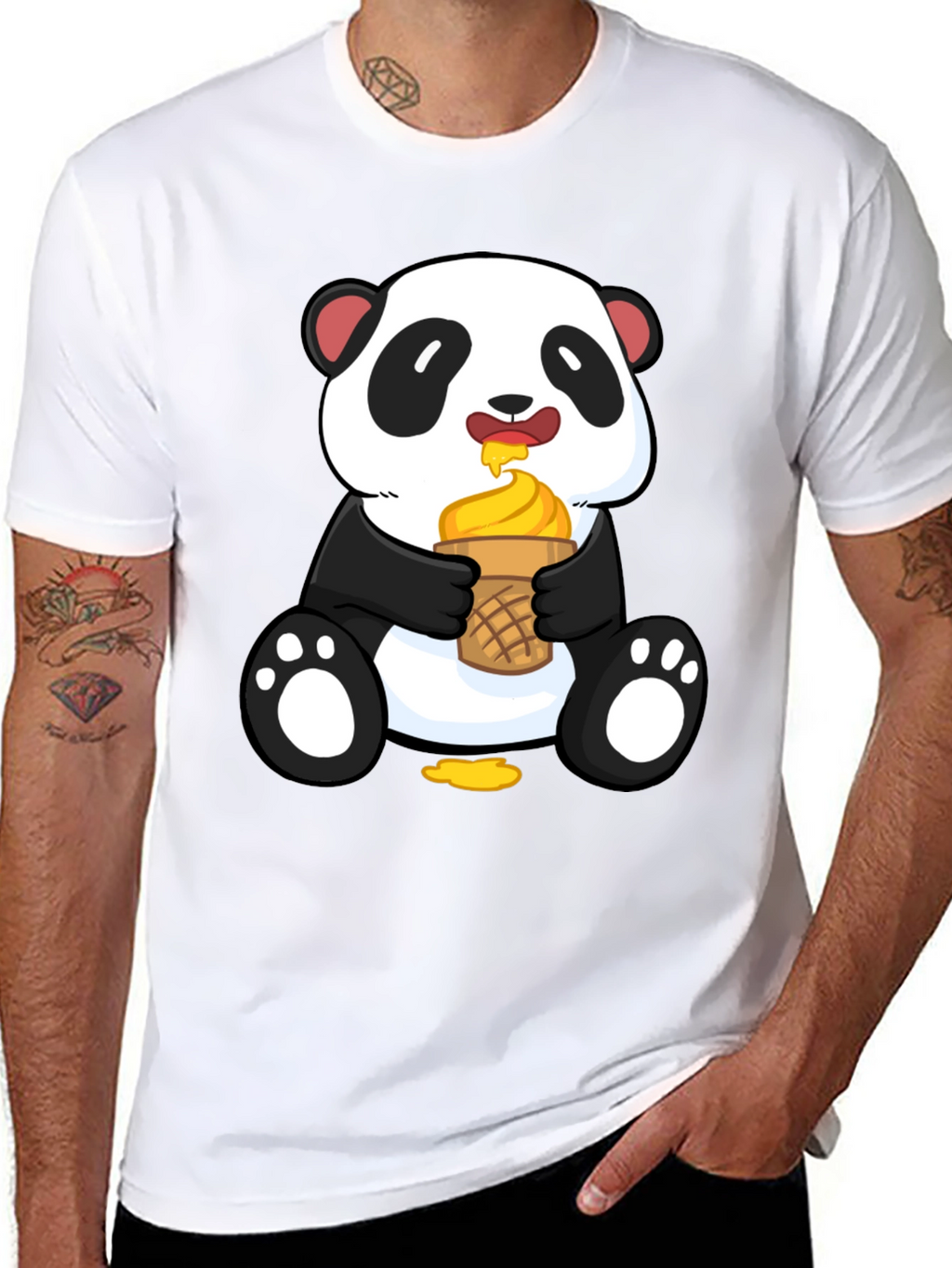 Panda Eating Ice Cream Graphic Tee
