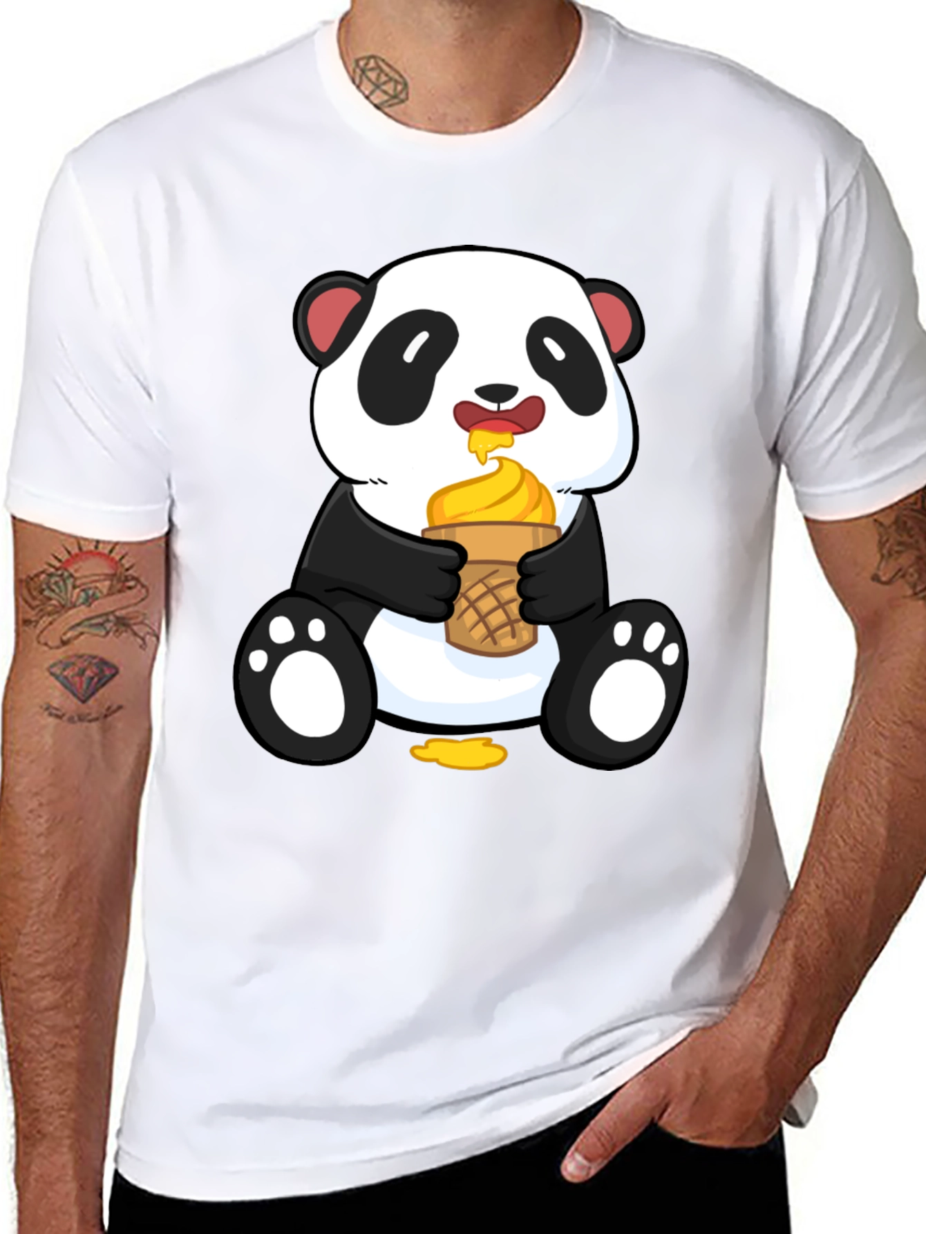 Panda Eating Ice Cream Graphic Tee