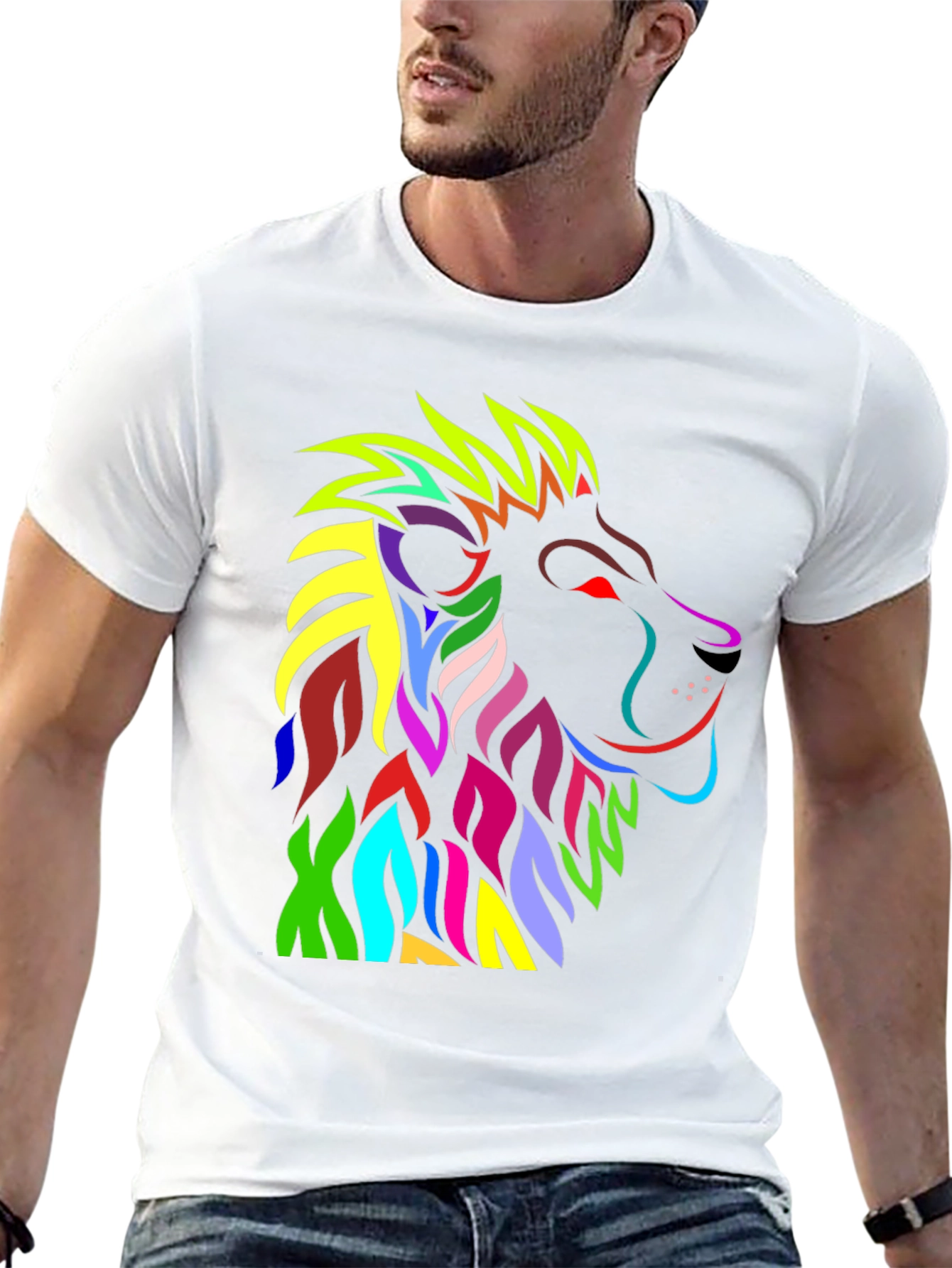Vibrant Lion Graphic T-Shirt - Bold Colorful Design