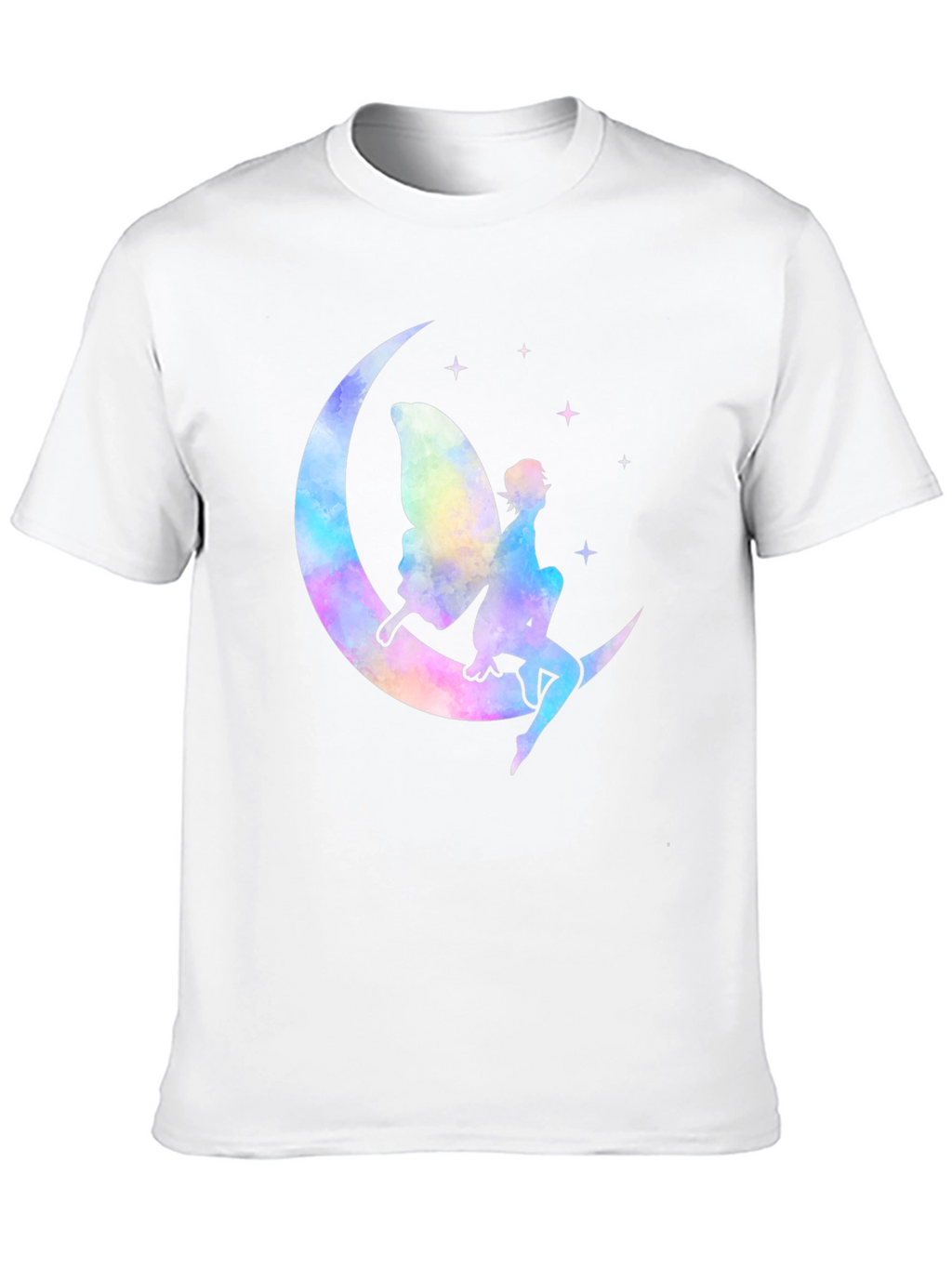 Whimsical Fairy Moon Graphic T-Shirt - Black