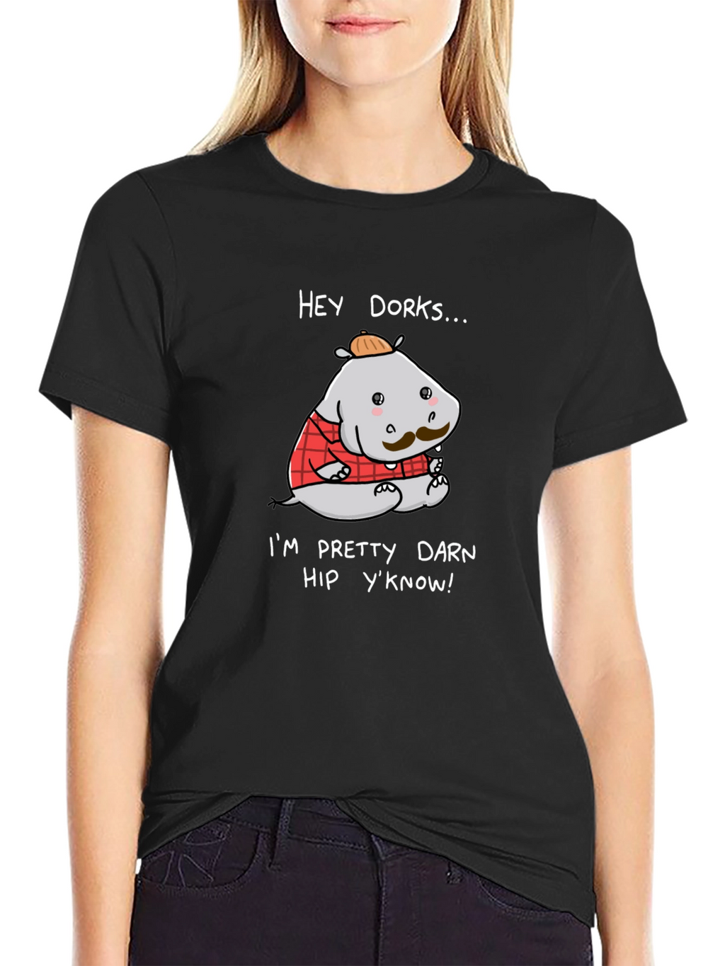 Hey Dorks Hip Hippo Graphic T-Shirt