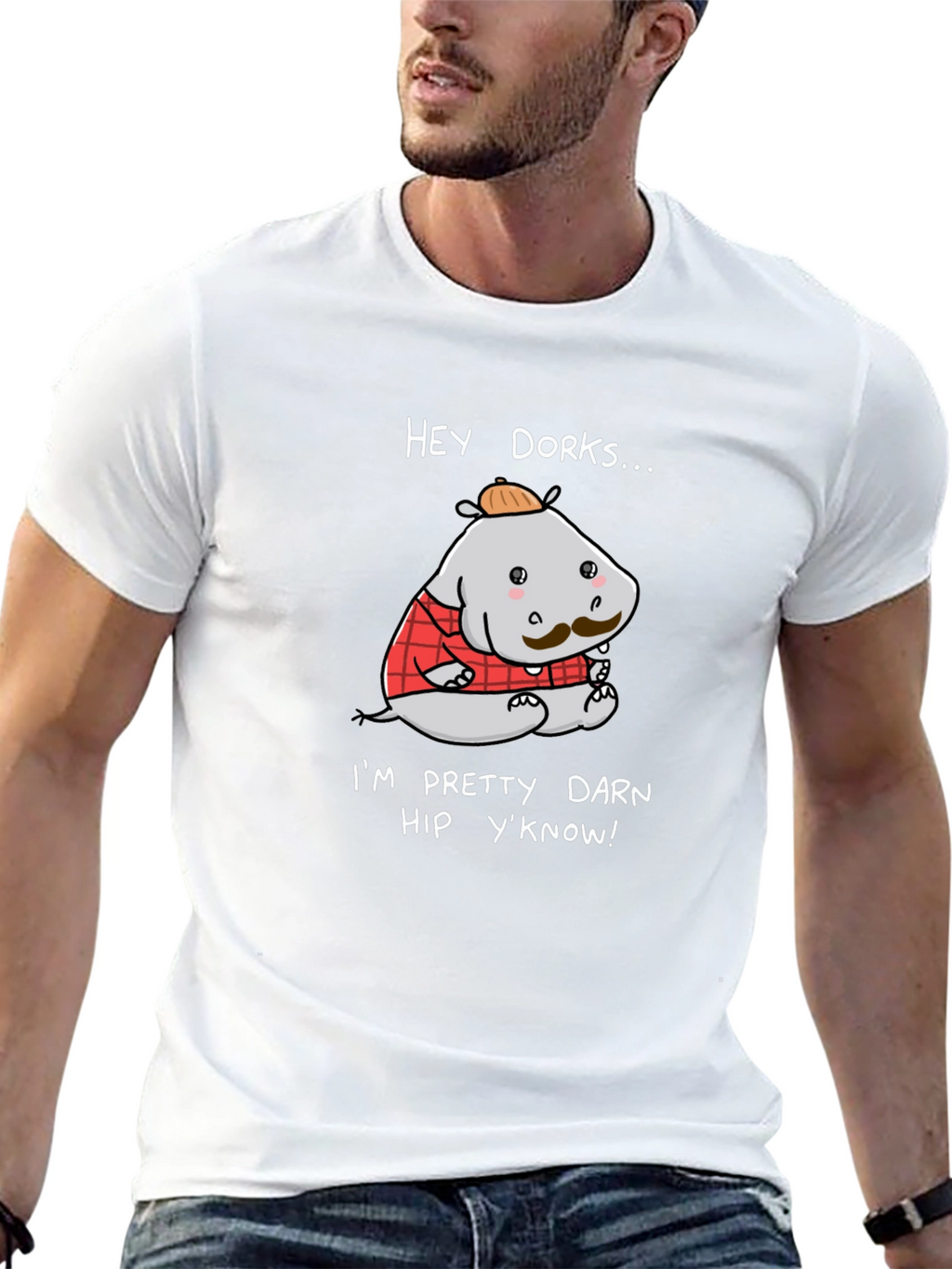 Hey Dorks Hip Hippo Graphic T-Shirt