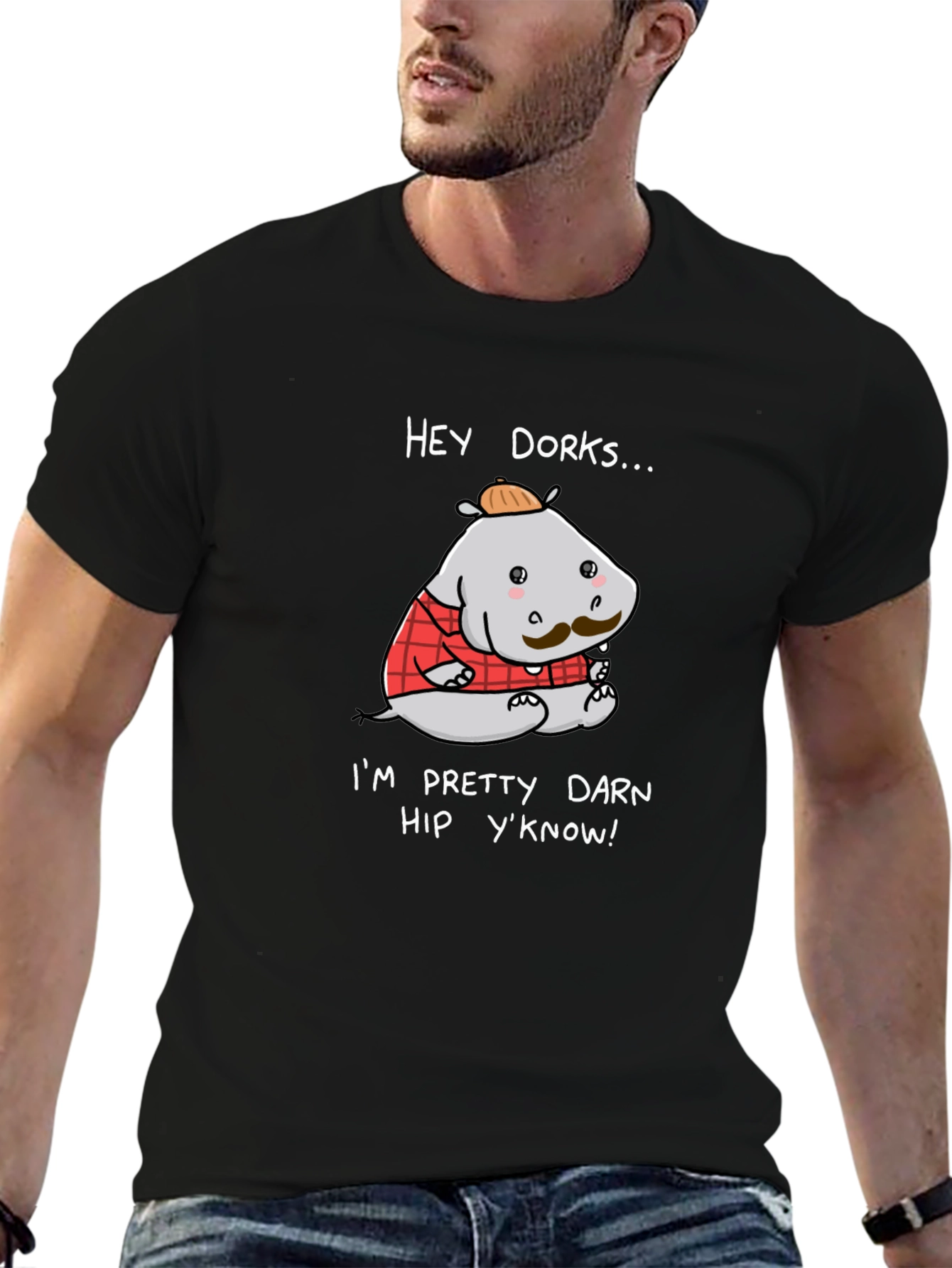 Hey Dorks Hip Hippo Graphic T-Shirt