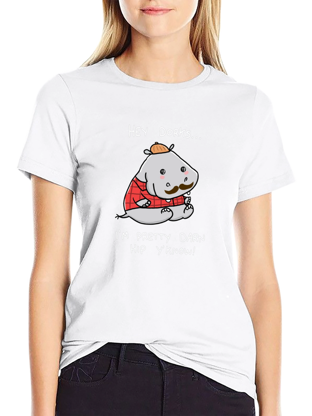Hey Dorks Hip Hippo Graphic T-Shirt