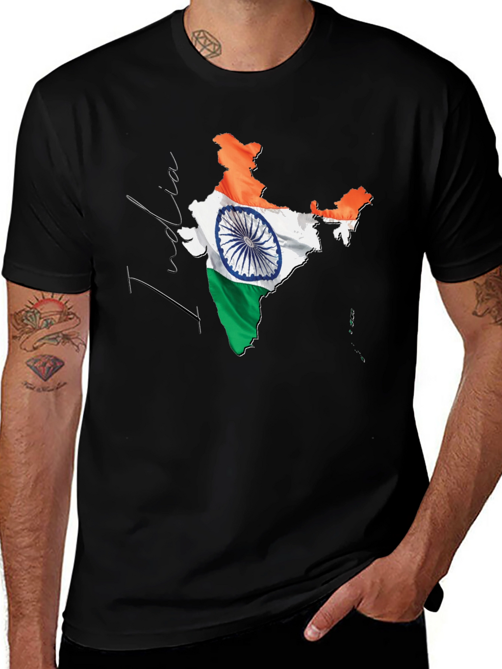 India Flag Map T-Shirt - Patriotic Graphic Tee