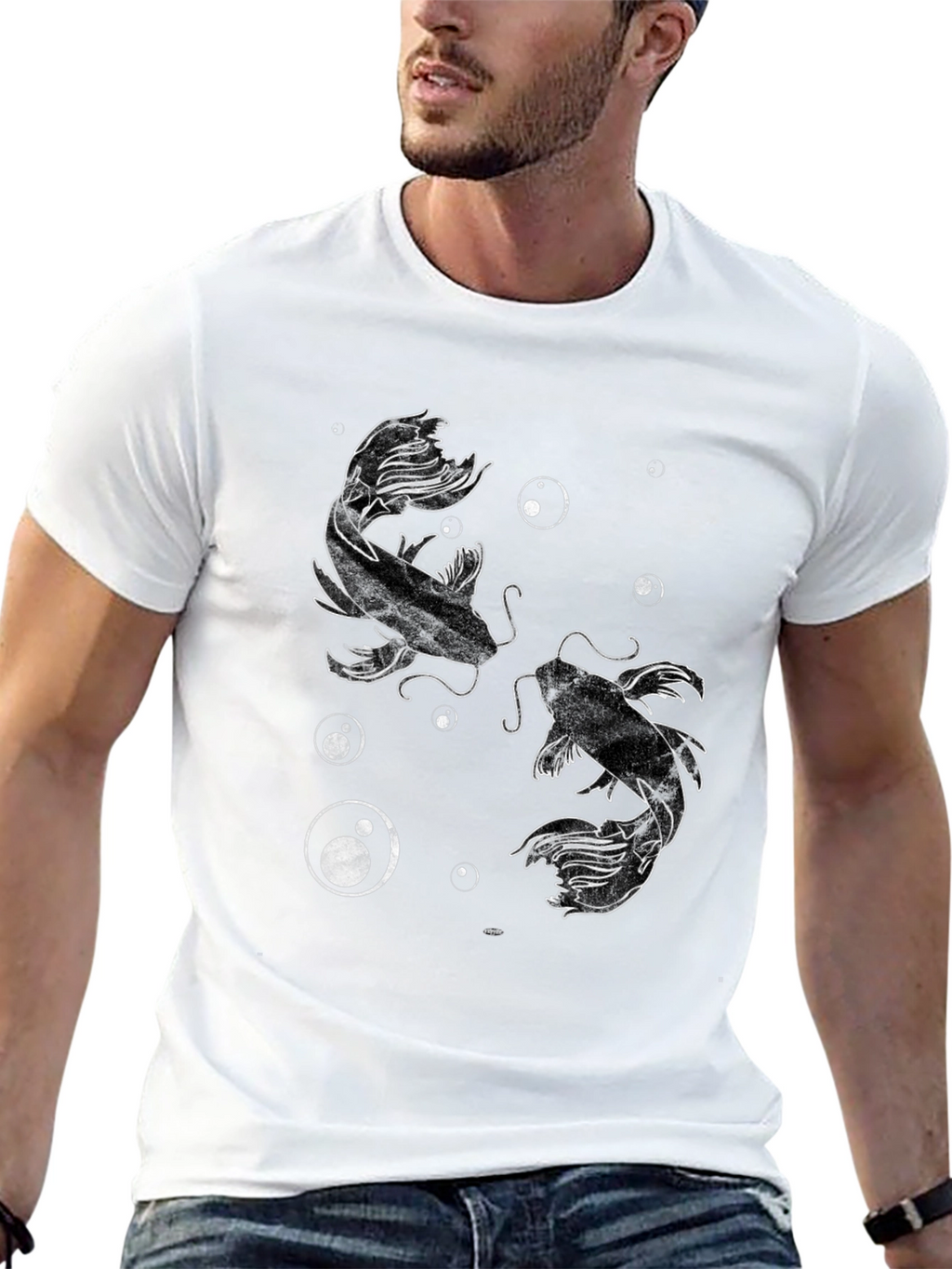 Koi Fish Graphic Black T-Shirt