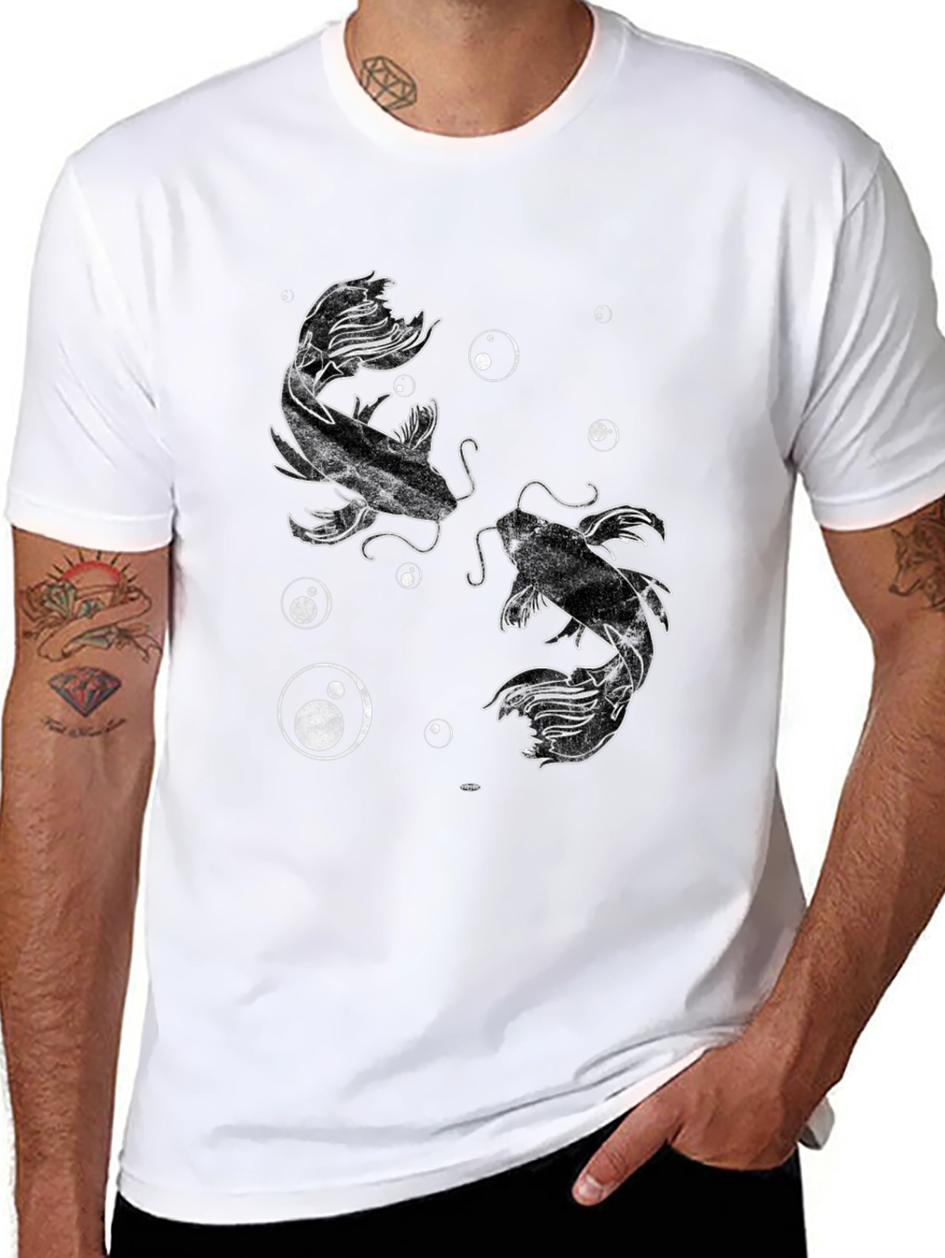 Koi Fish Graphic Black T-Shirt