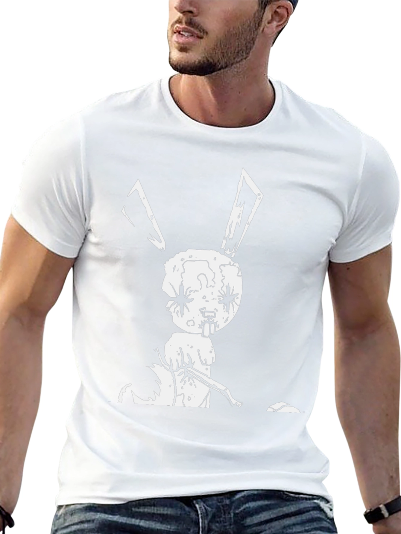 Creepy Bunny Graphic Tee - Black