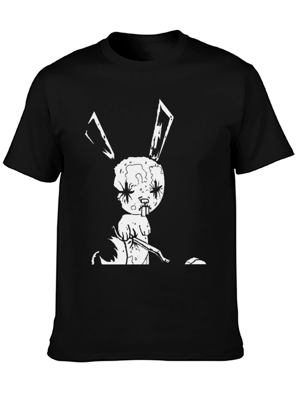 Creepy Bunny Graphic Tee - Black