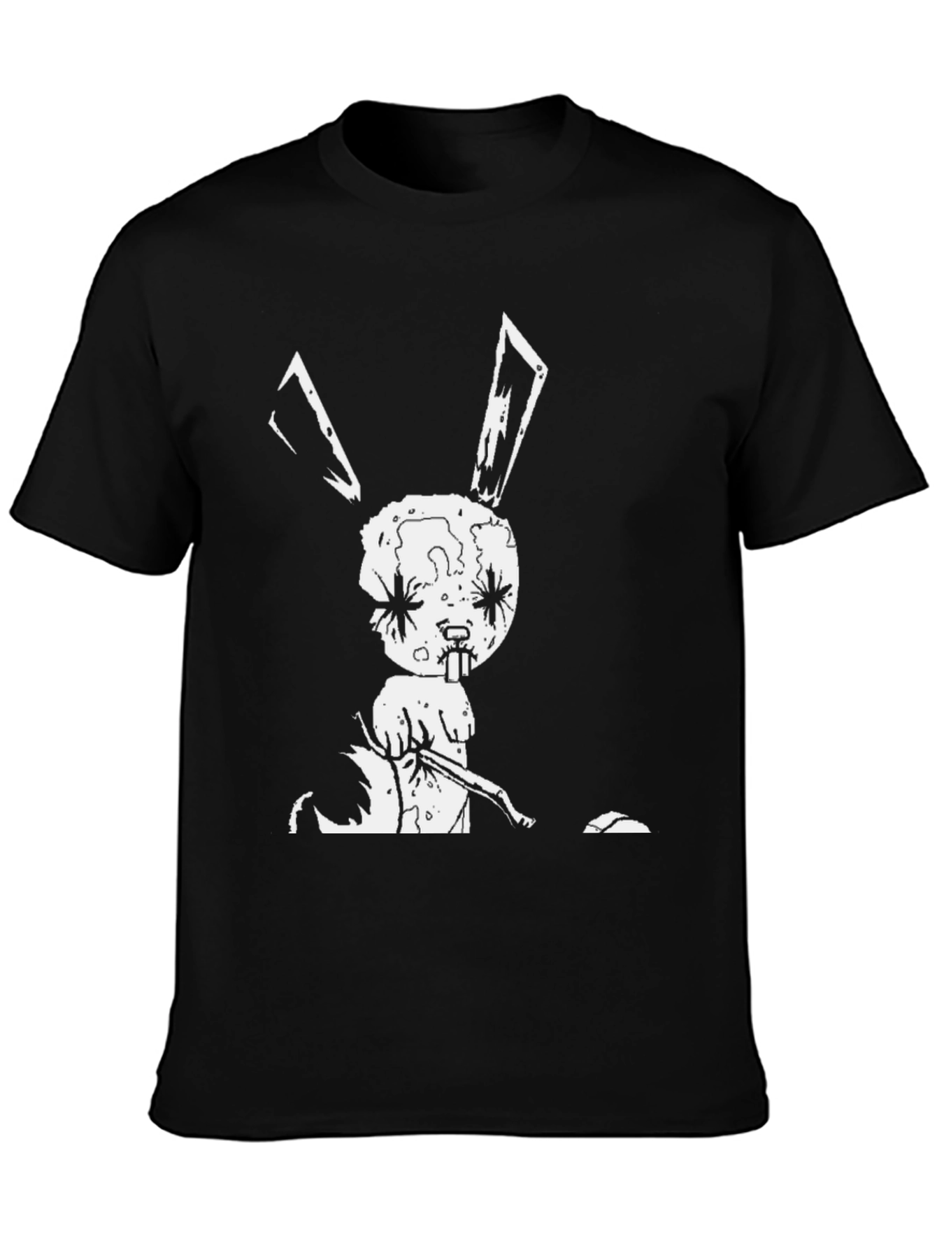 Creepy Bunny Graphic Tee - Black