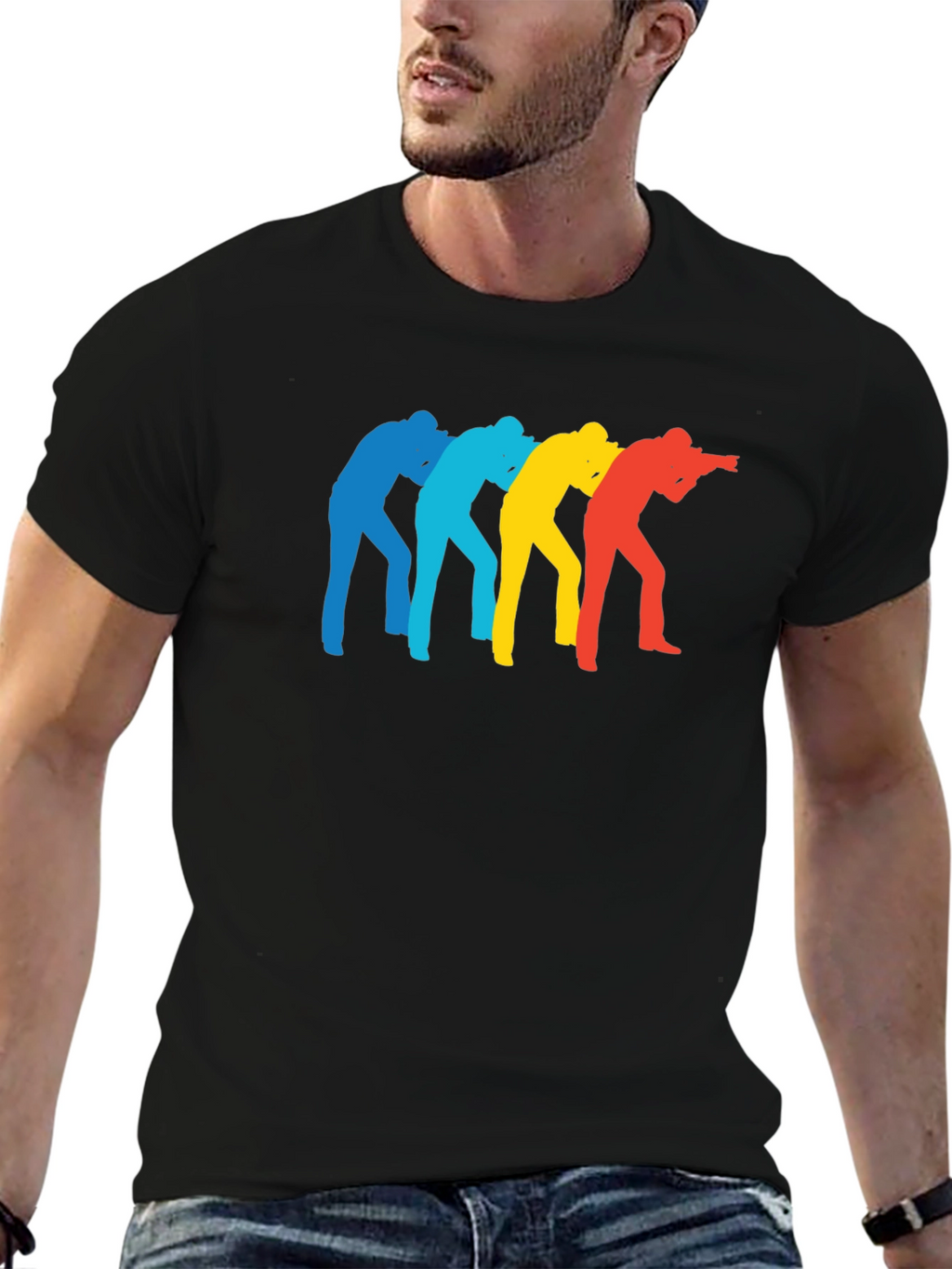 Retro Photographer Silhouette Black T-Shirt