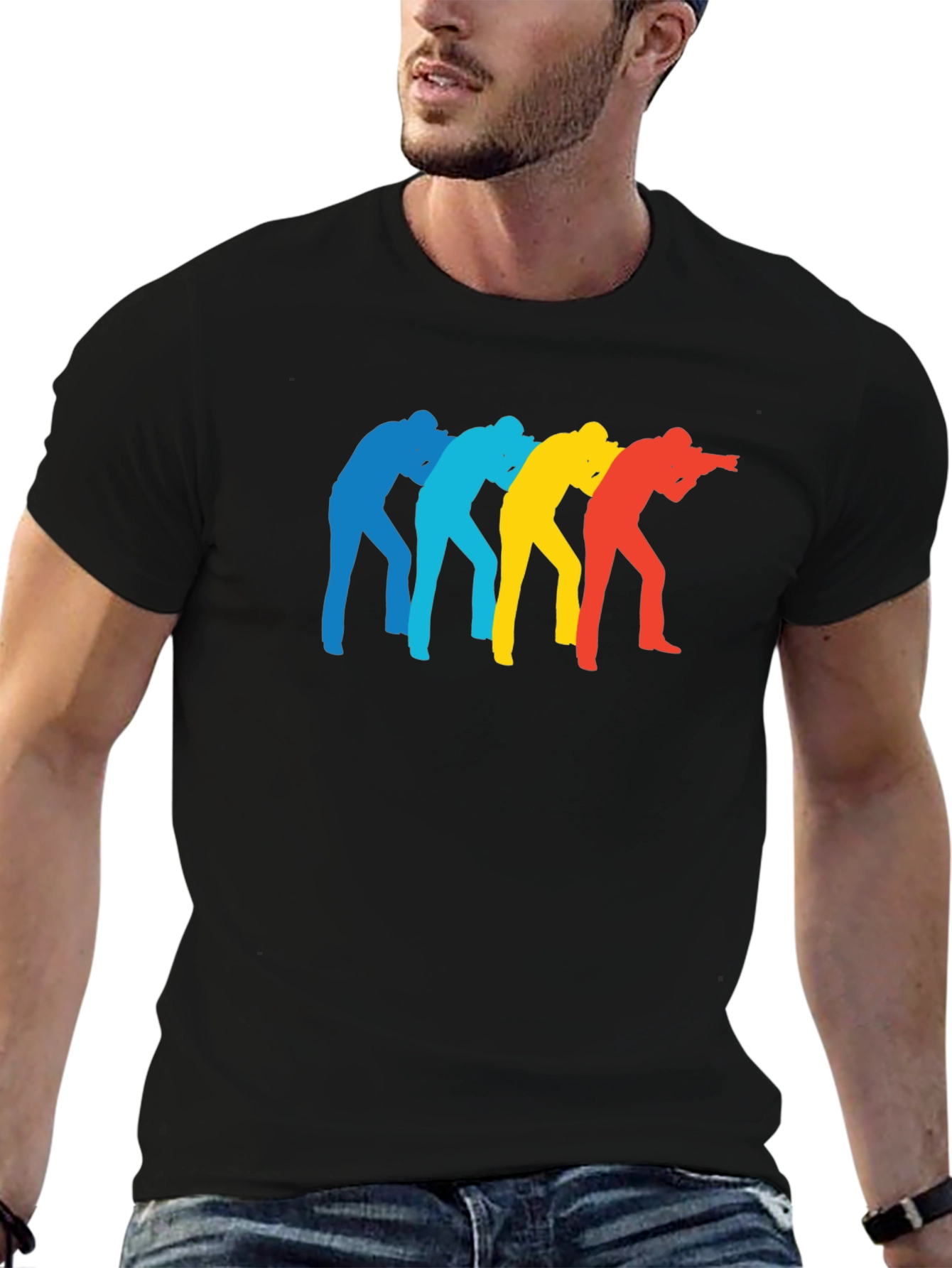 Retro Photographer Silhouette Black T-Shirt