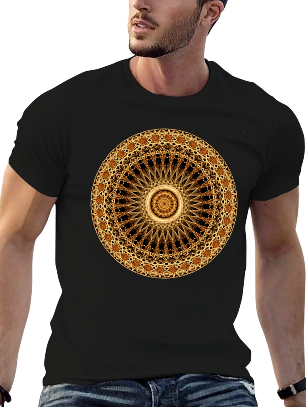 Mandala Graphic Print Black T-Shirt