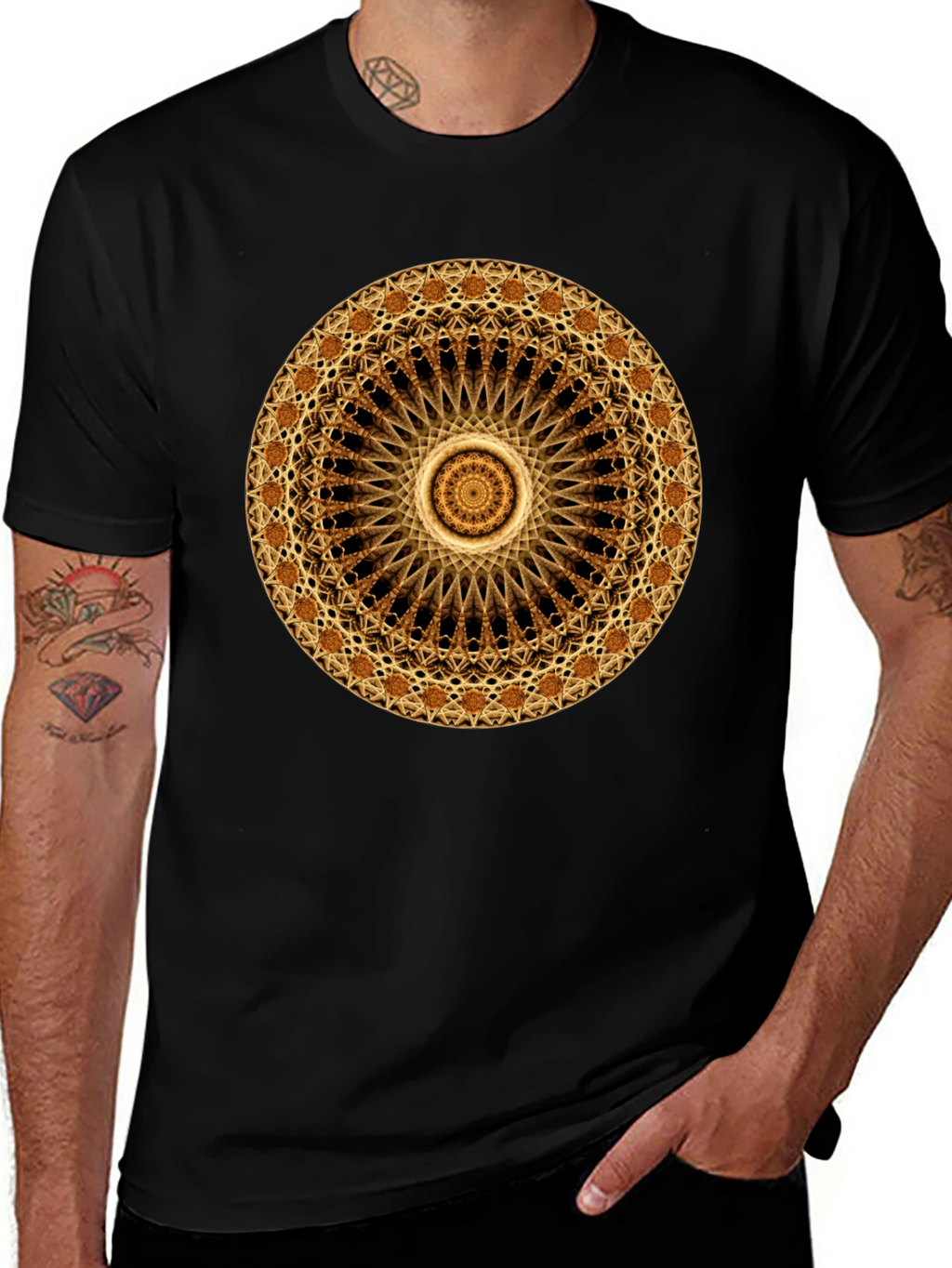 Mandala Graphic Print Black T-Shirt