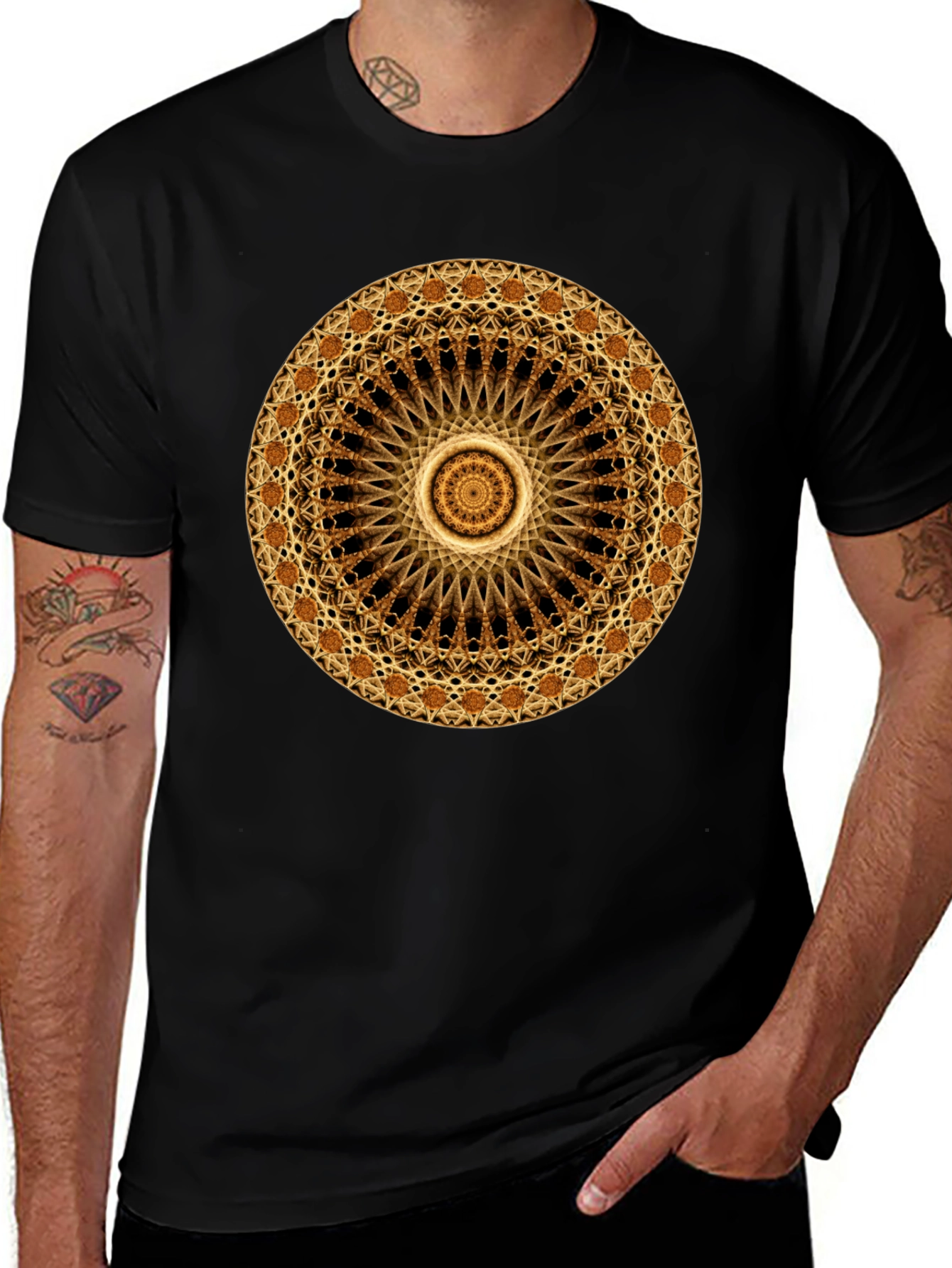 Mandala Graphic Print Black T-Shirt
