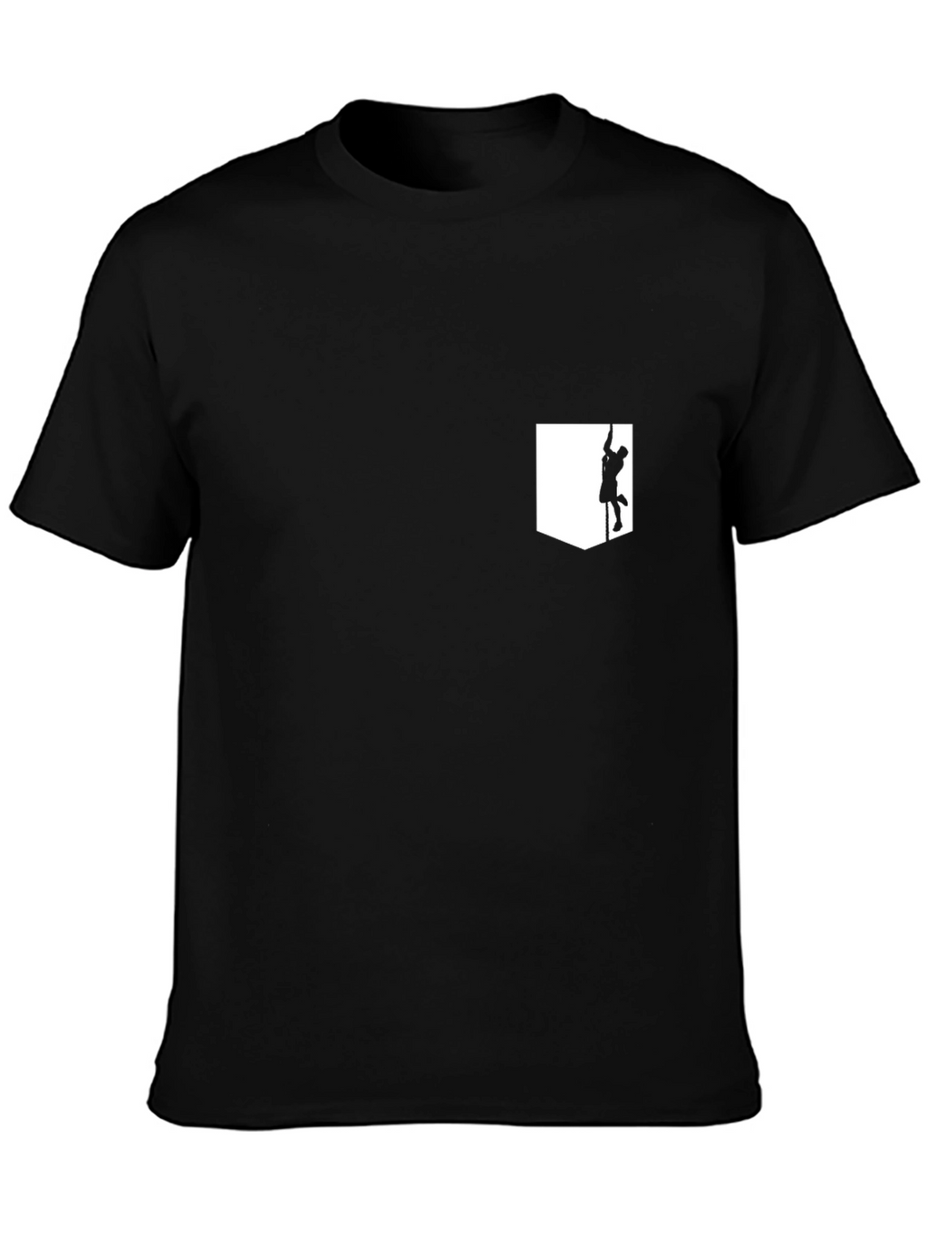 Mens Black T-Shirt with Climber Pocket Design