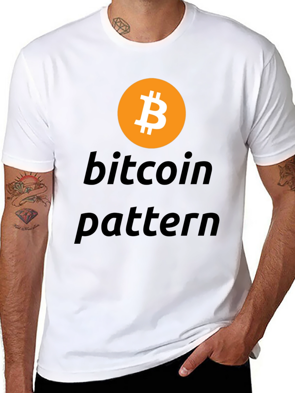 Bitcoin Pattern Black T-Shirt