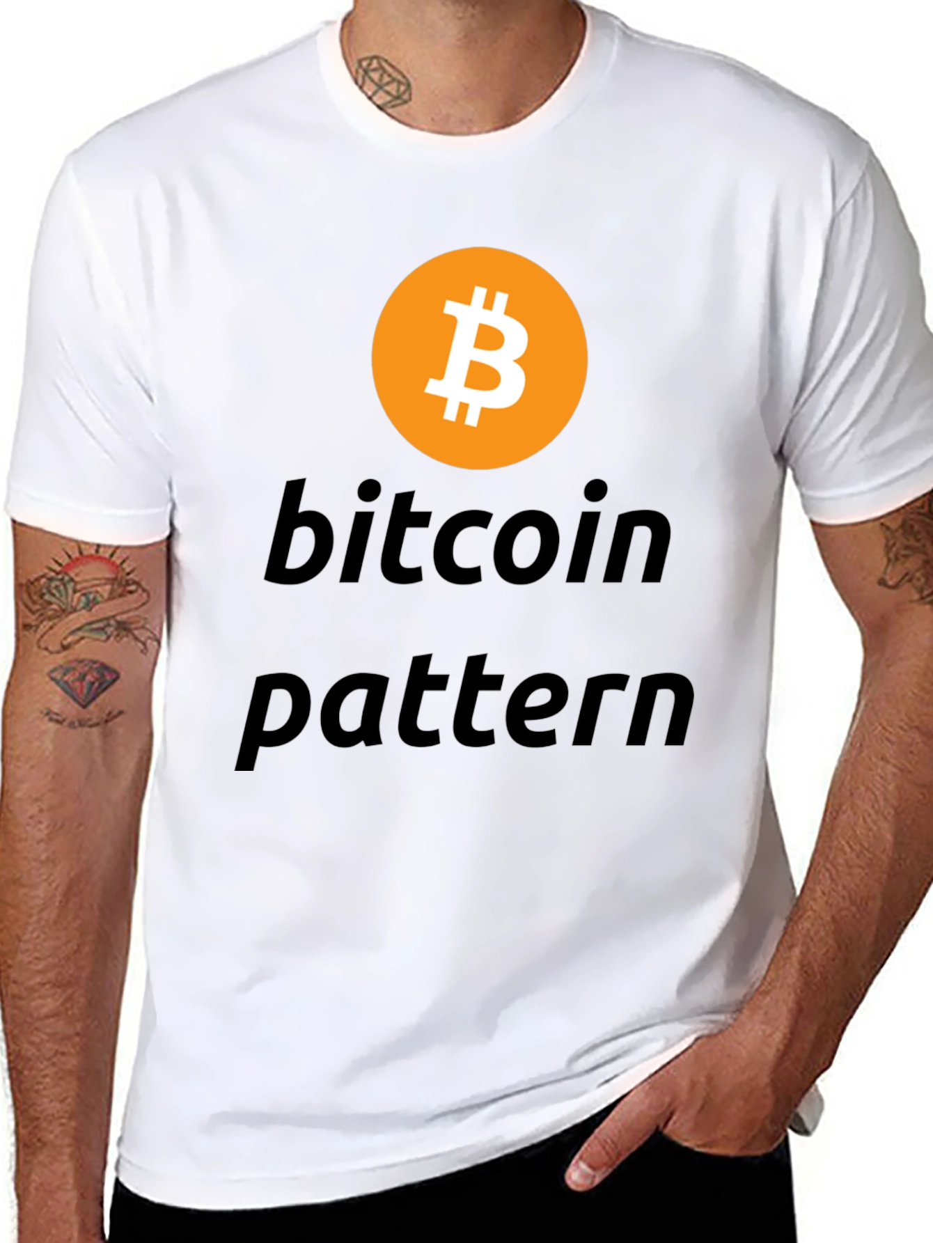 Bitcoin Pattern Black T-Shirt