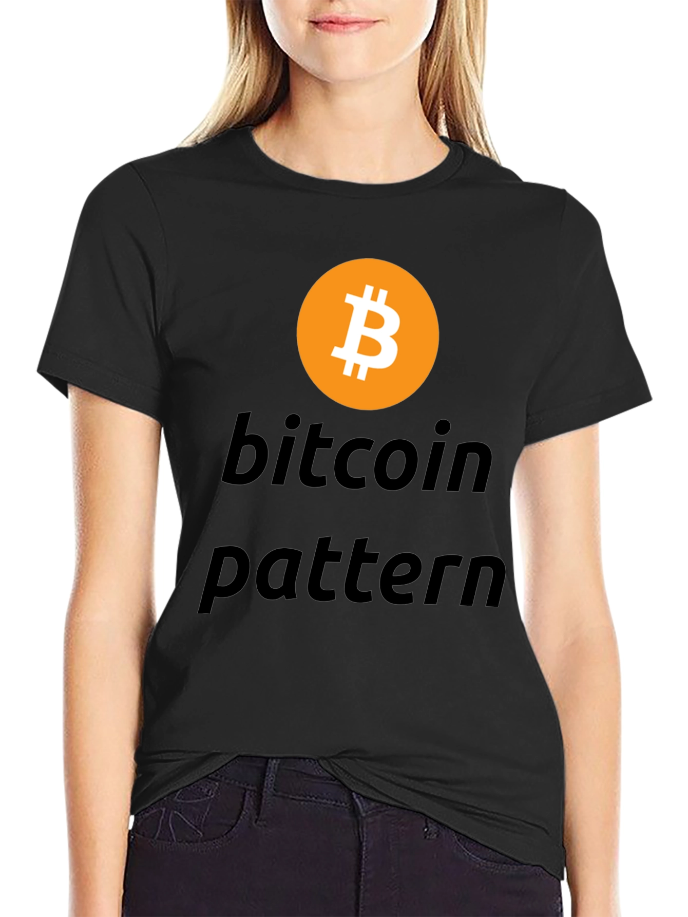 Bitcoin Pattern Black T-Shirt