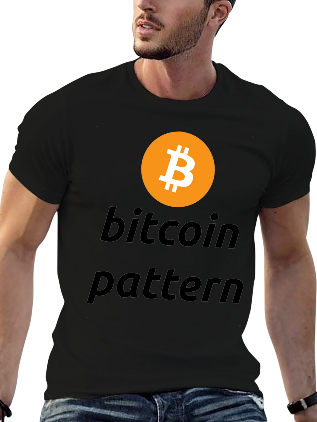Bitcoin Pattern Black T-Shirt