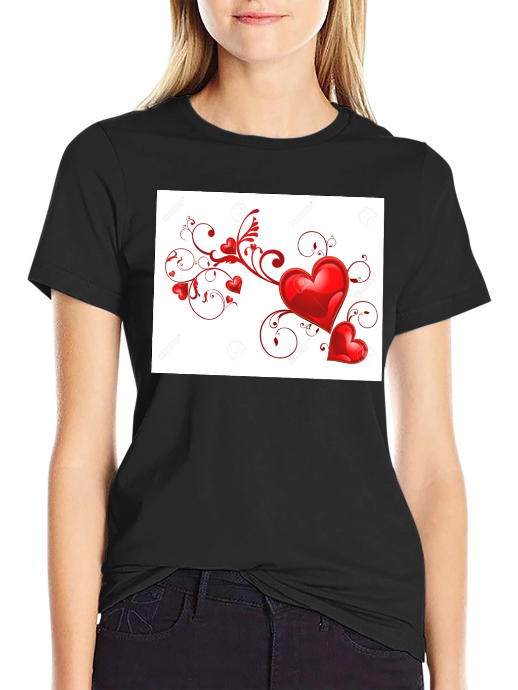 Heart Swirl Black T-Shirt