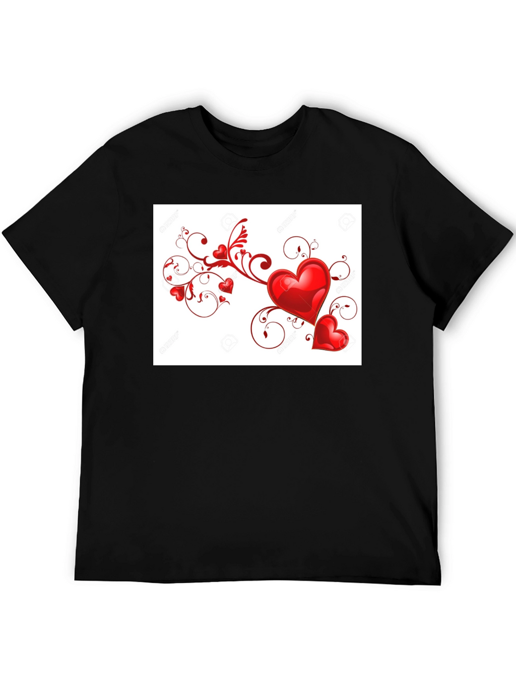 Heart Swirl Black T-Shirt