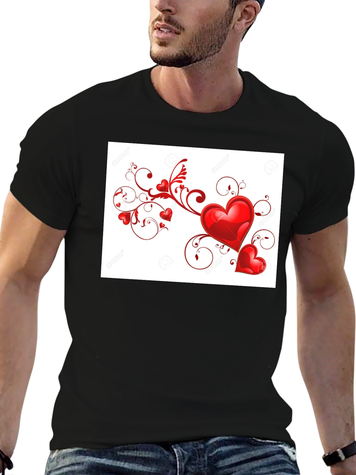 Heart Swirl Black T-Shirt