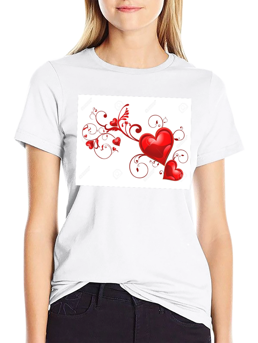Heart Swirl Black T-Shirt