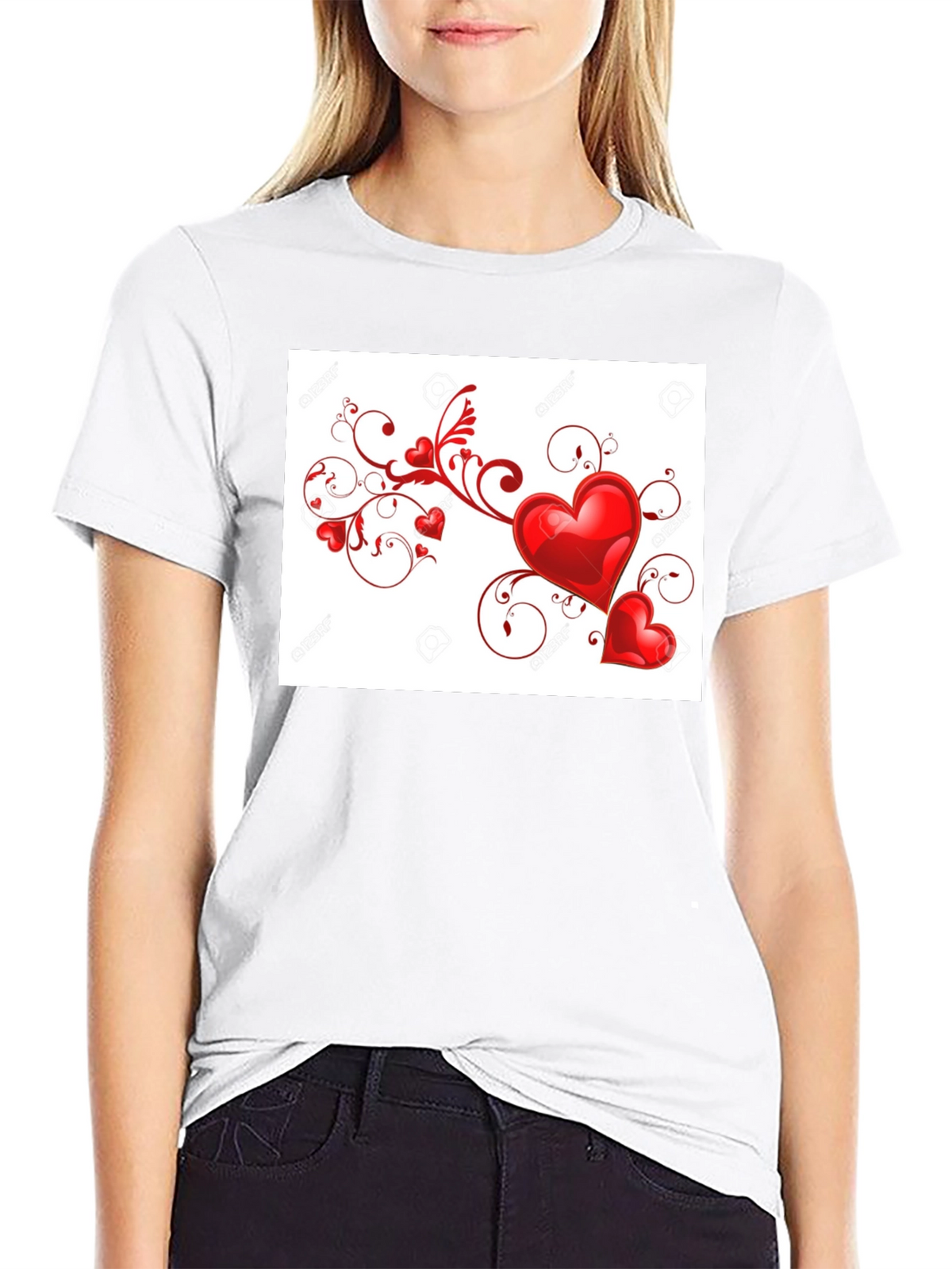 Heart Swirl Black T-Shirt