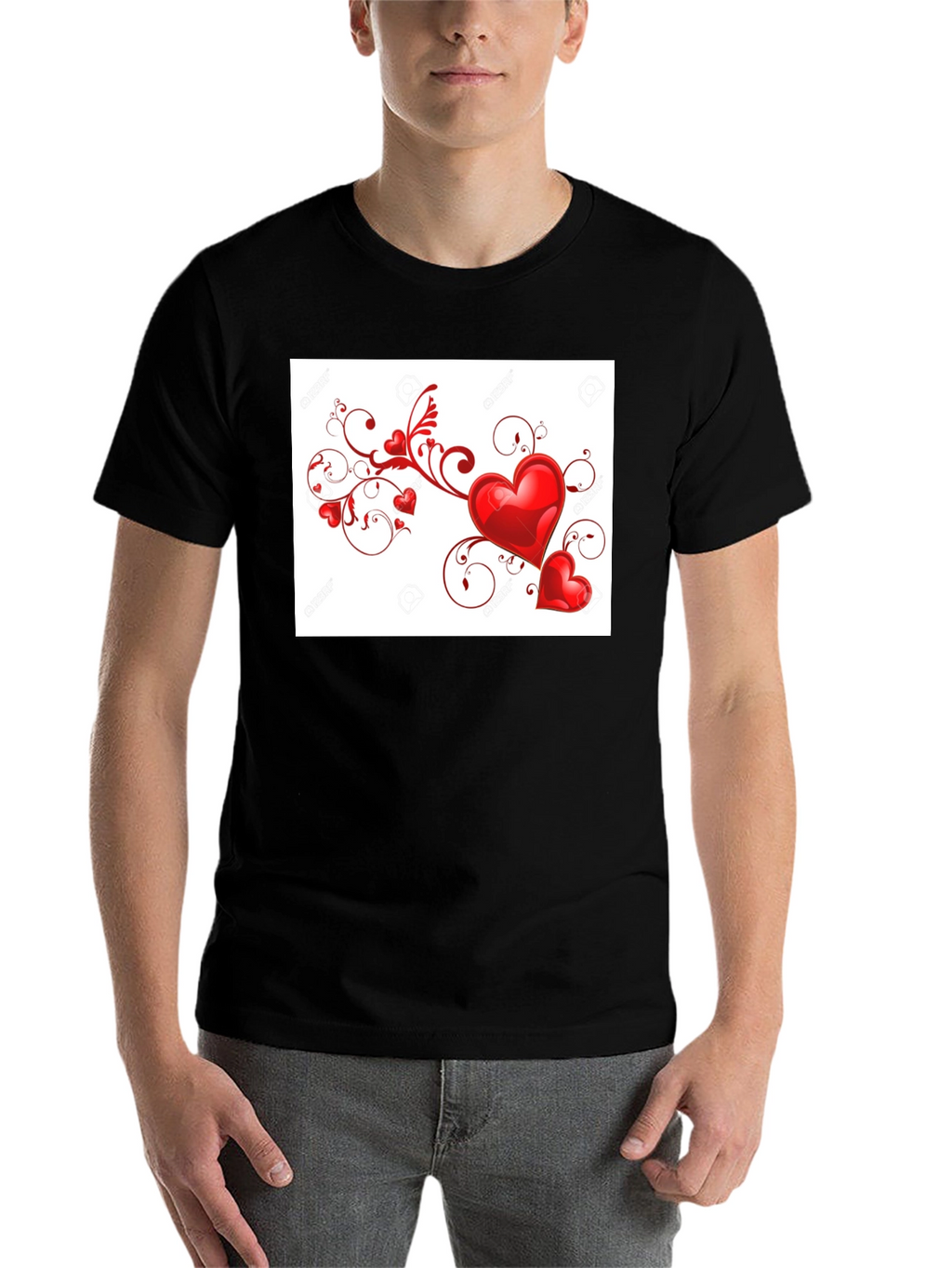 Heart Swirl Black T-Shirt