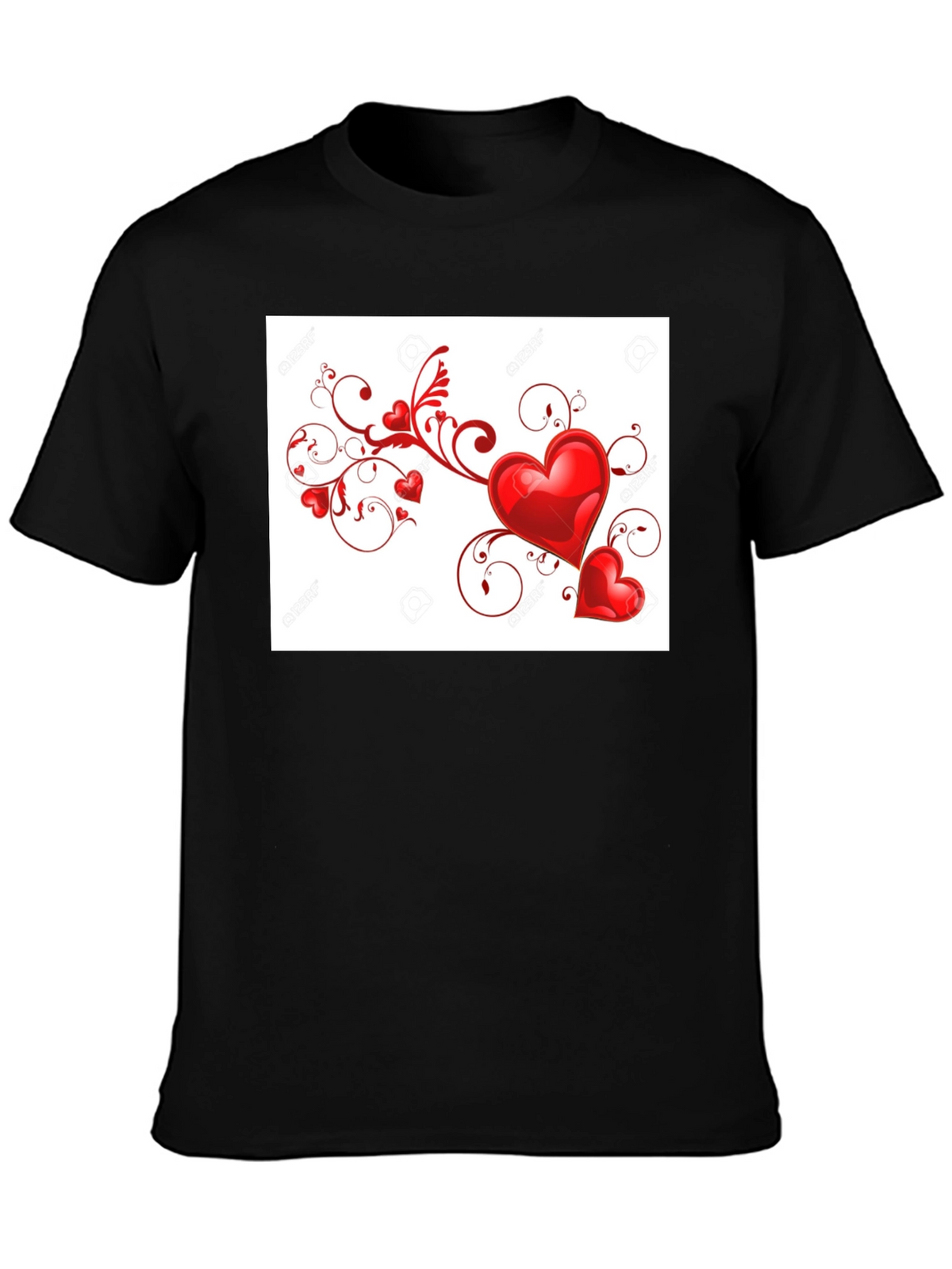 Heart Swirl Black T-Shirt