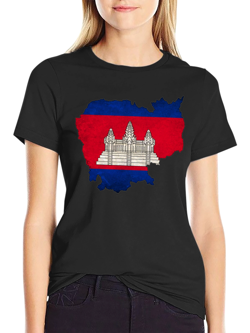 Cambodia Flag Map Graphic T-Shirt
