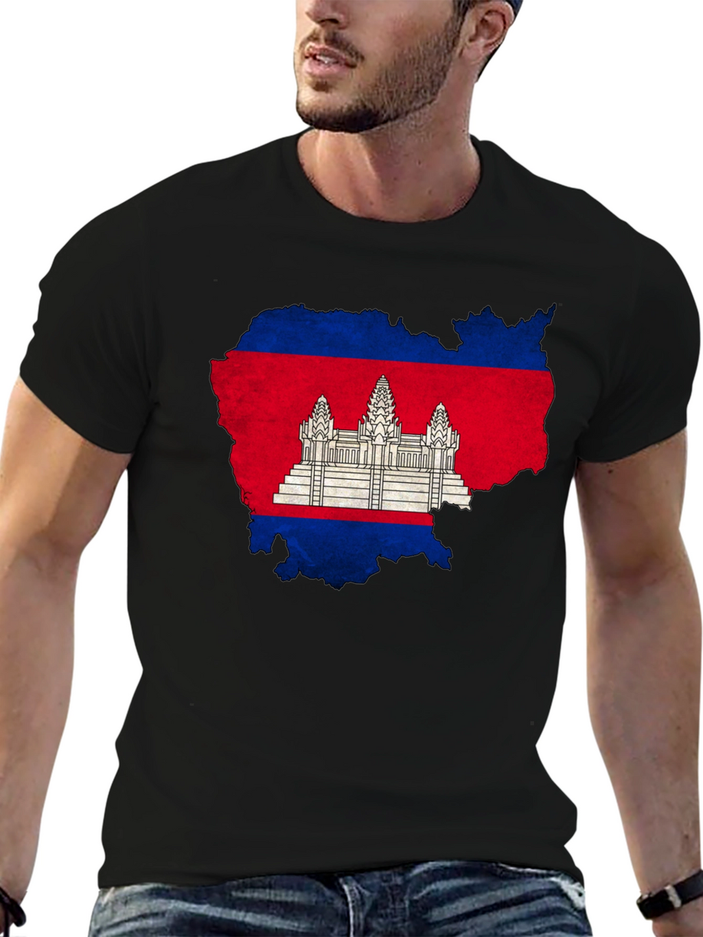 Cambodia Flag Map Graphic T-Shirt
