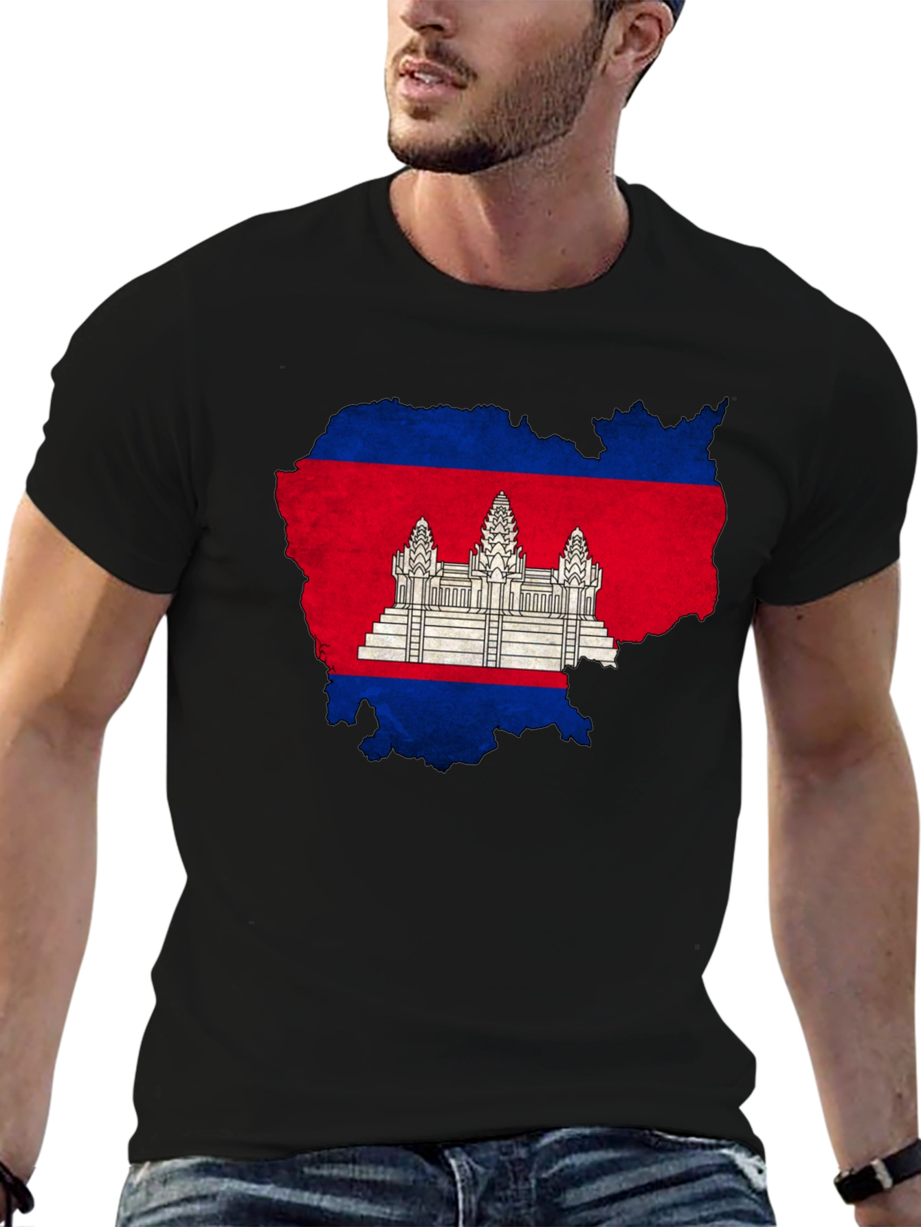 Cambodia Flag Map Graphic T-Shirt