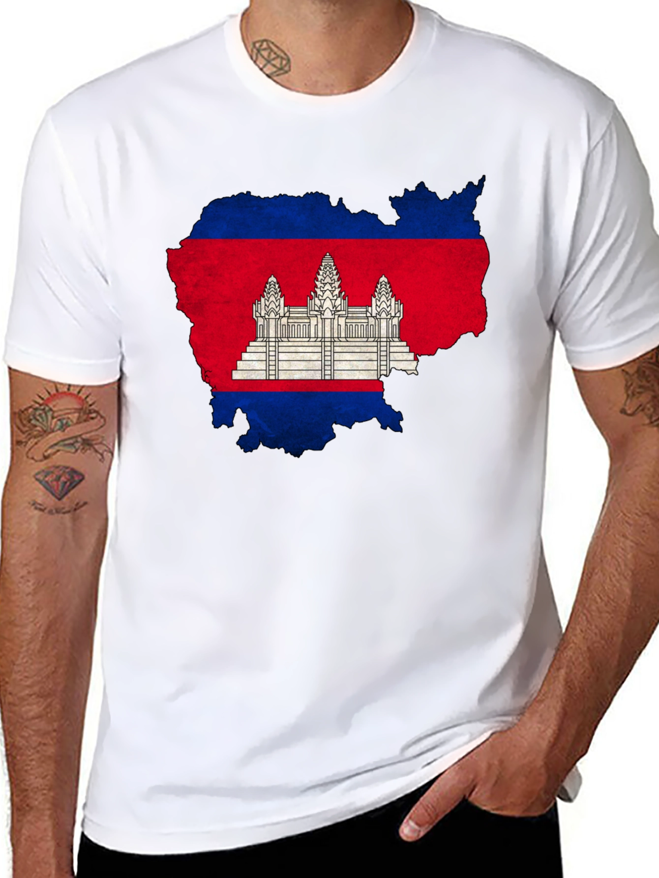 Cambodia Flag Map Graphic T-Shirt