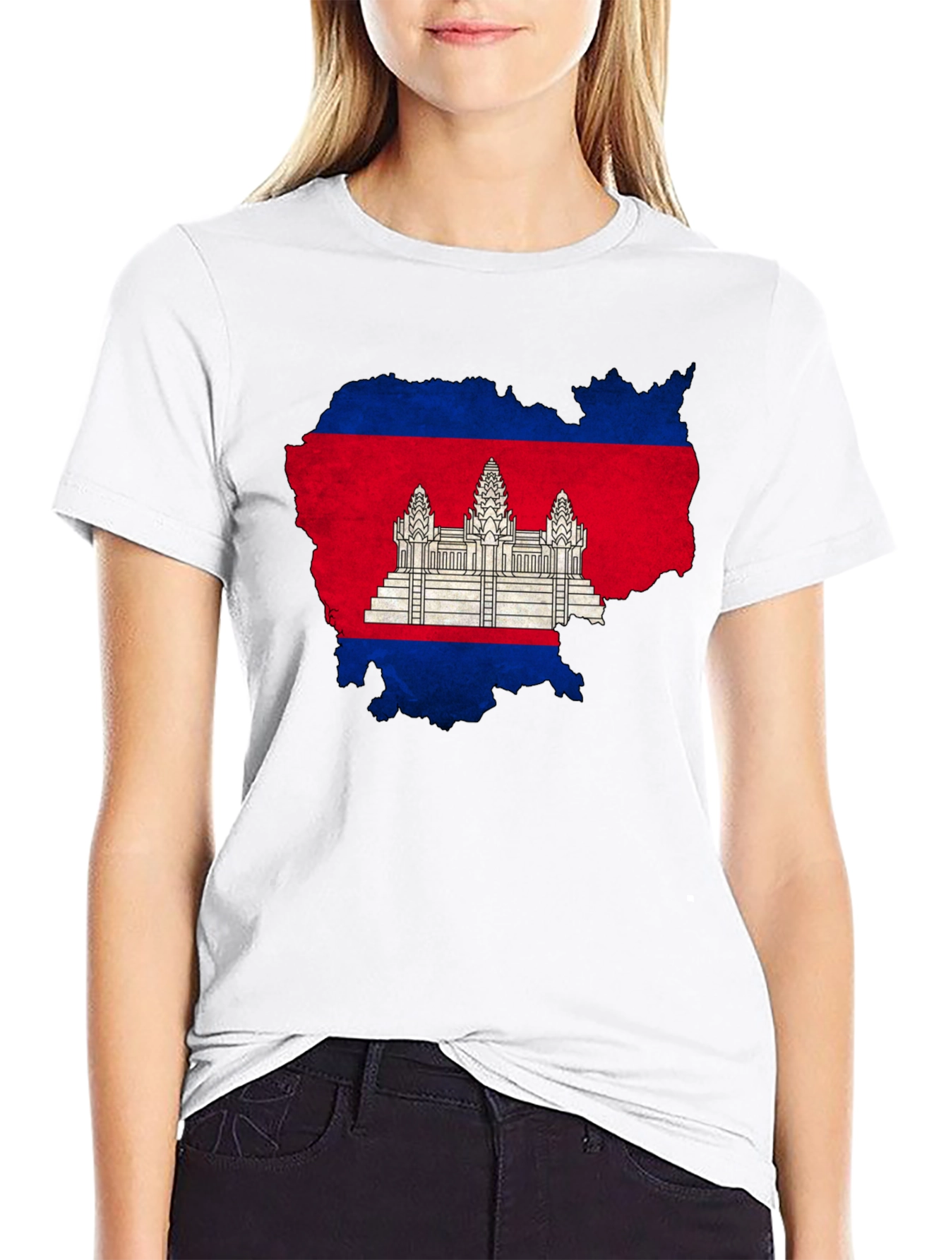 Cambodia Flag Map Graphic T-Shirt