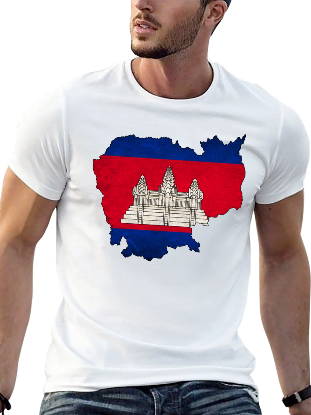 Cambodia Flag Map Graphic T-Shirt
