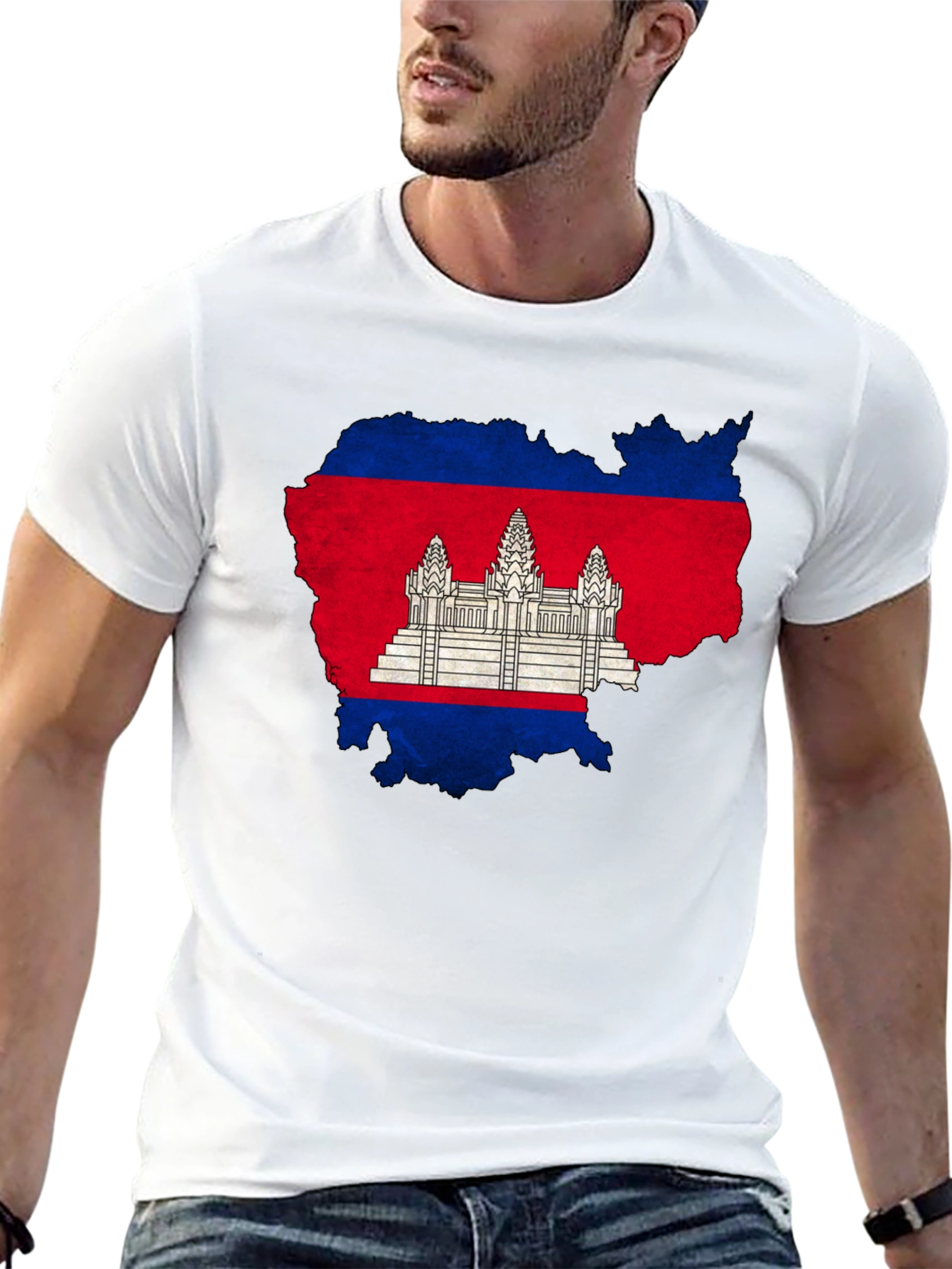 Cambodia Flag Map Graphic T-Shirt