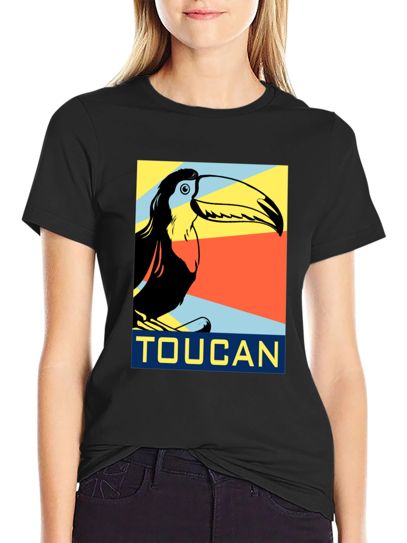 Toucan Graphic Print Black T-Shirt