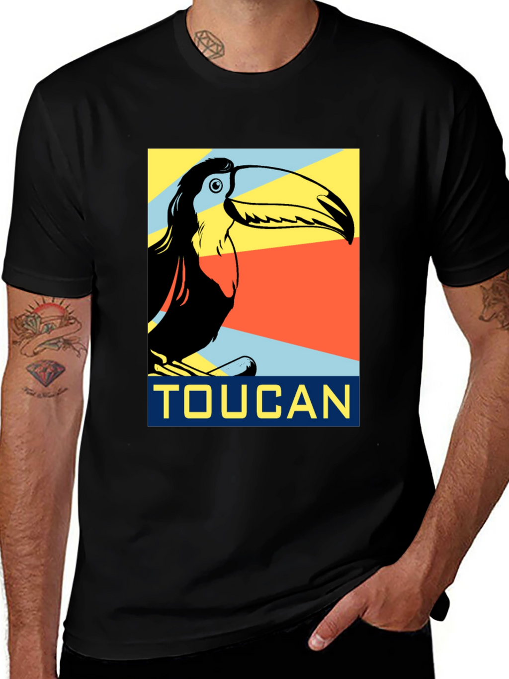 Toucan Graphic Print Black T-Shirt