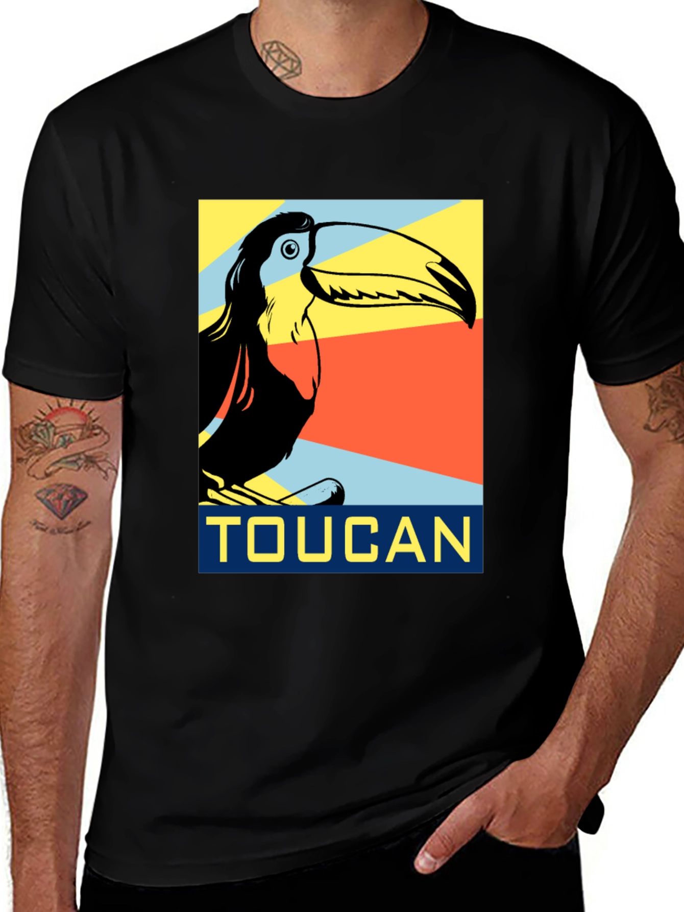 Toucan Graphic Print Black T-Shirt