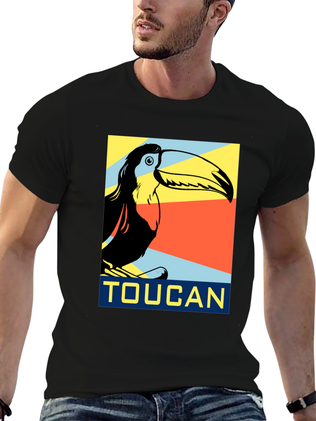 Toucan Graphic Print Black T-Shirt