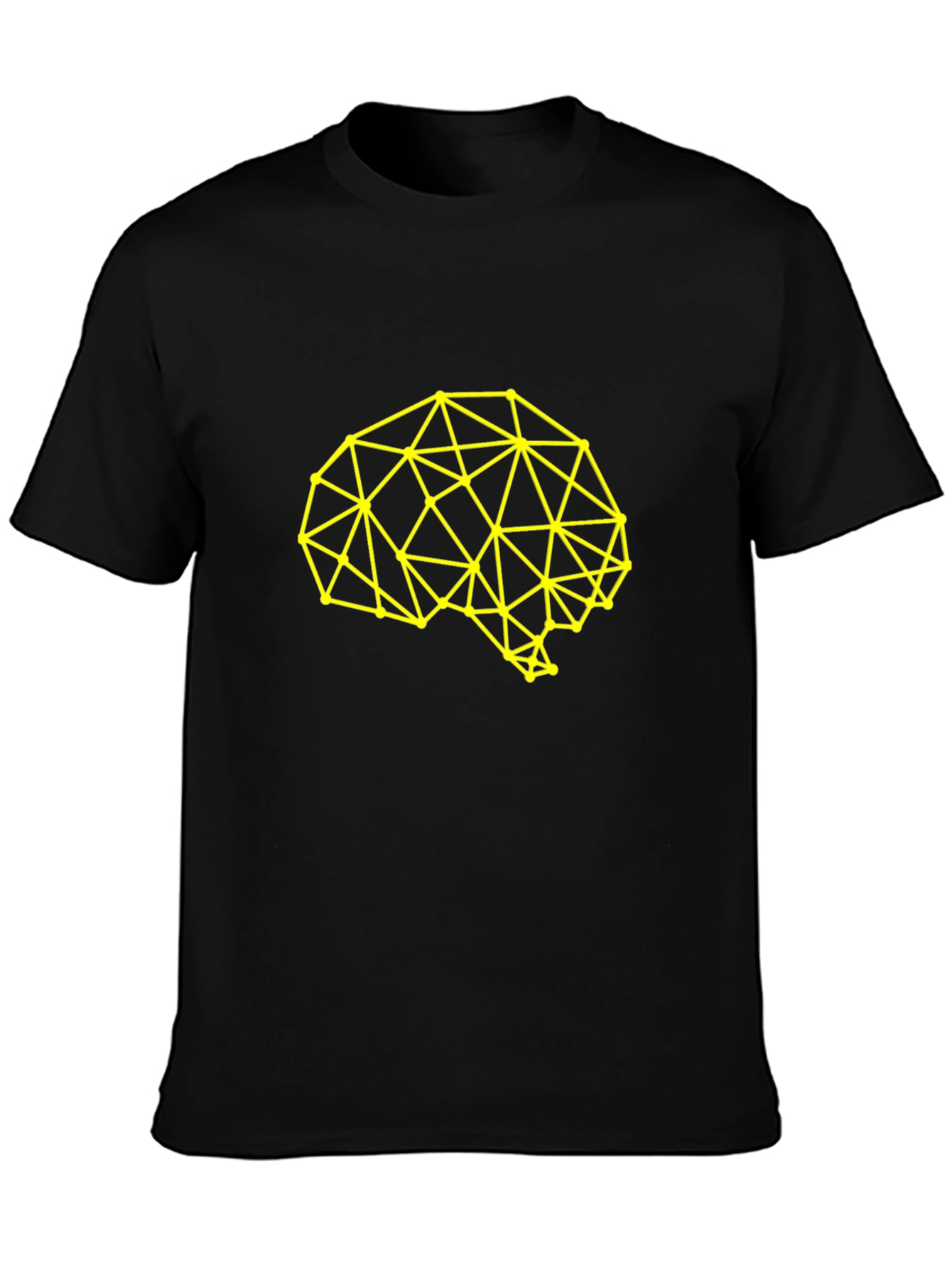 Geometric Brain Graphic Tee - Black