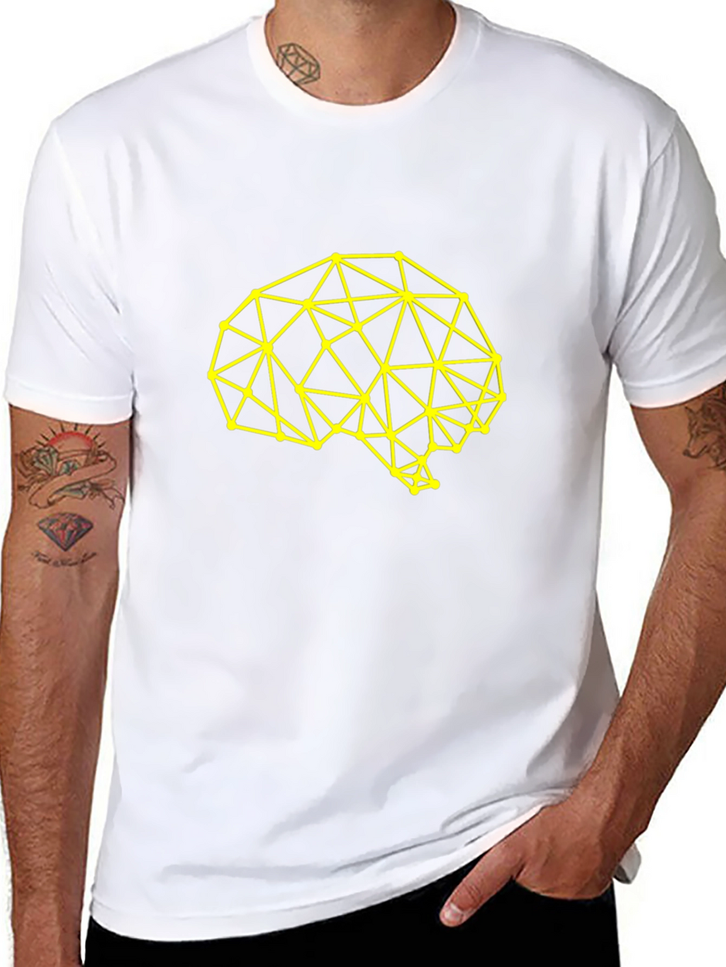 Geometric Brain Graphic Tee - Black